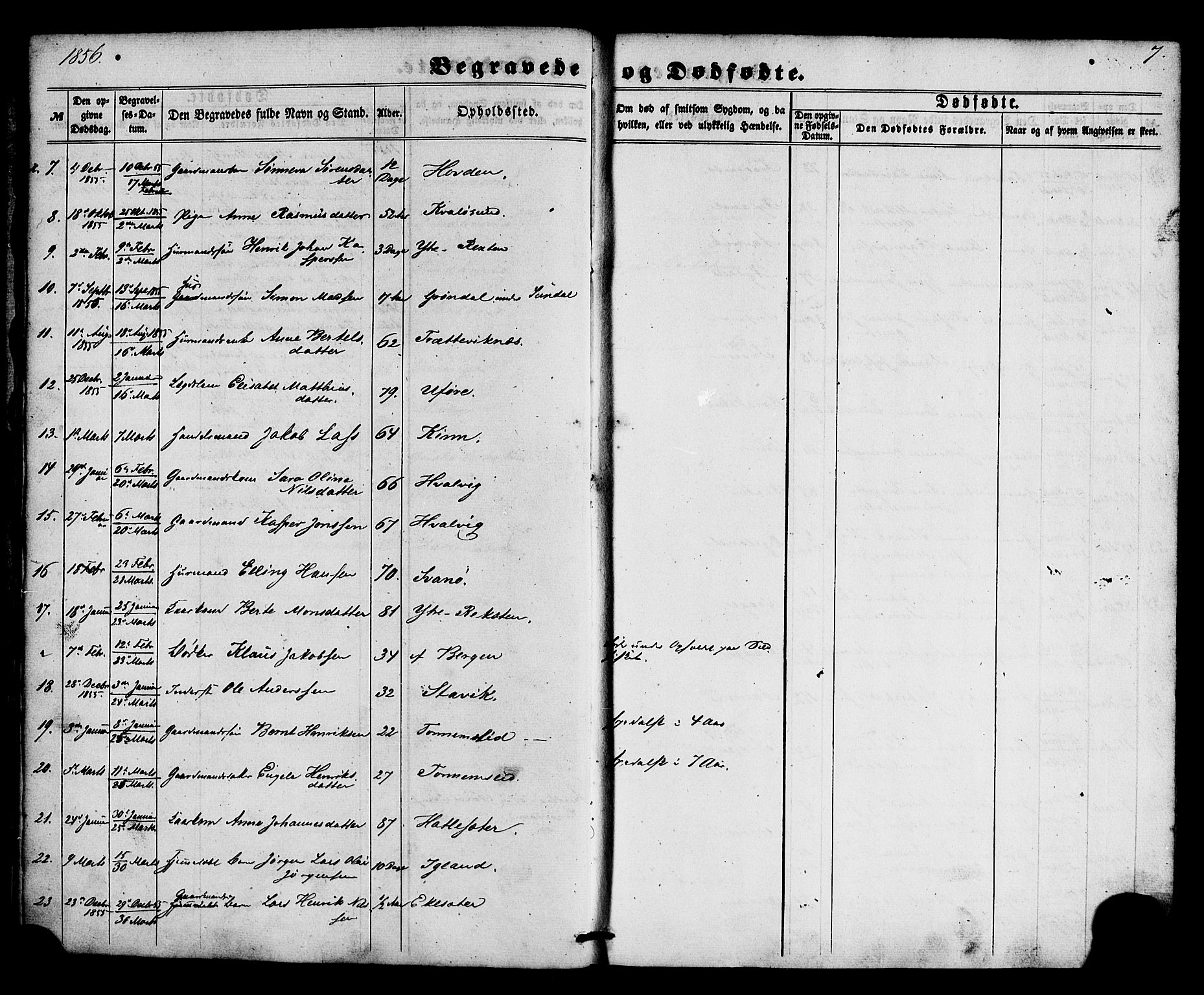 Kinn sokneprestembete, AV/SAB-A-80801/H/Haa/Haaa/L0012: Parish register (official) no. A 12, 1855-1869, p. 7