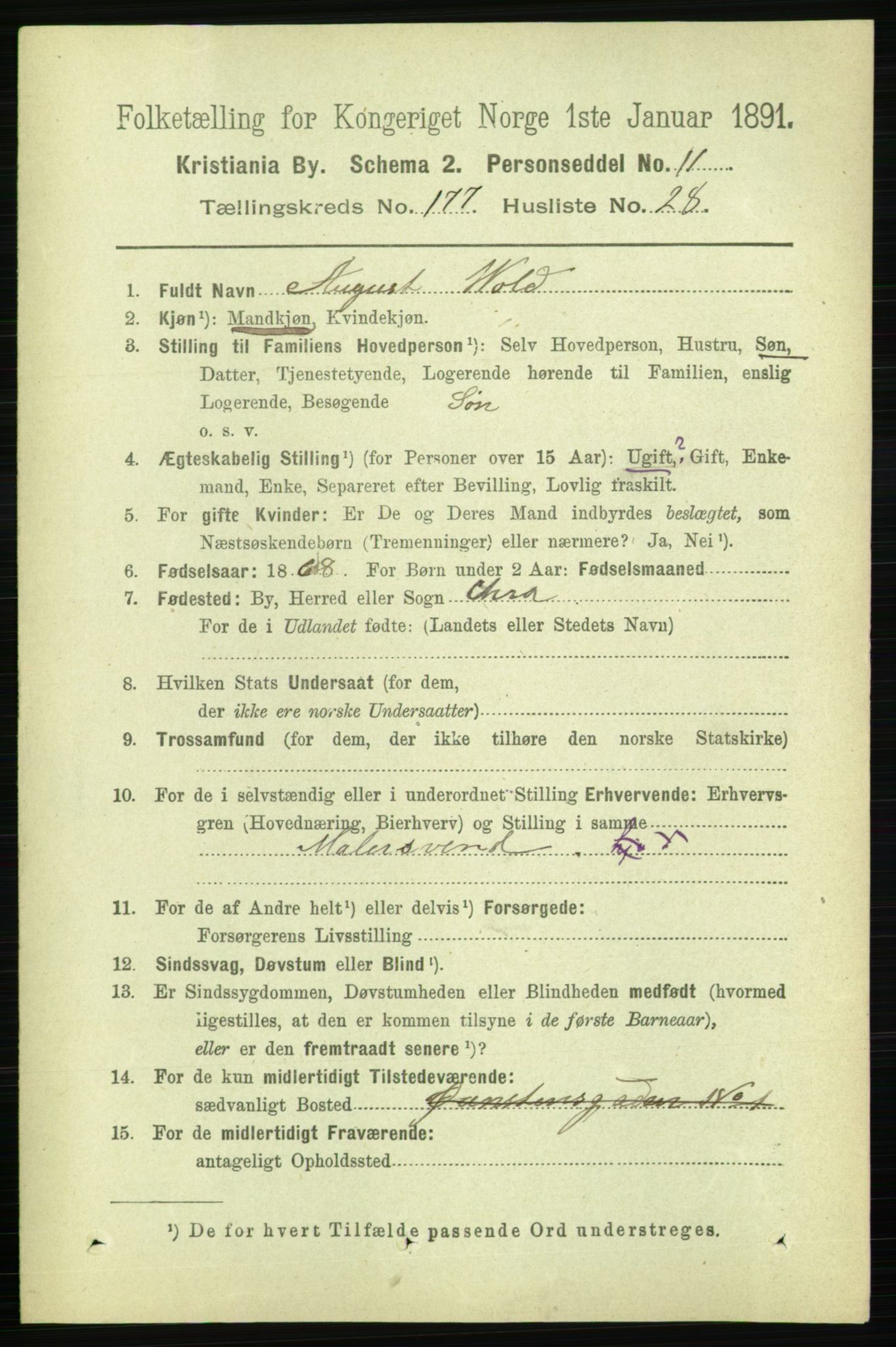 RA, 1891 census for 0301 Kristiania, 1891, p. 106983