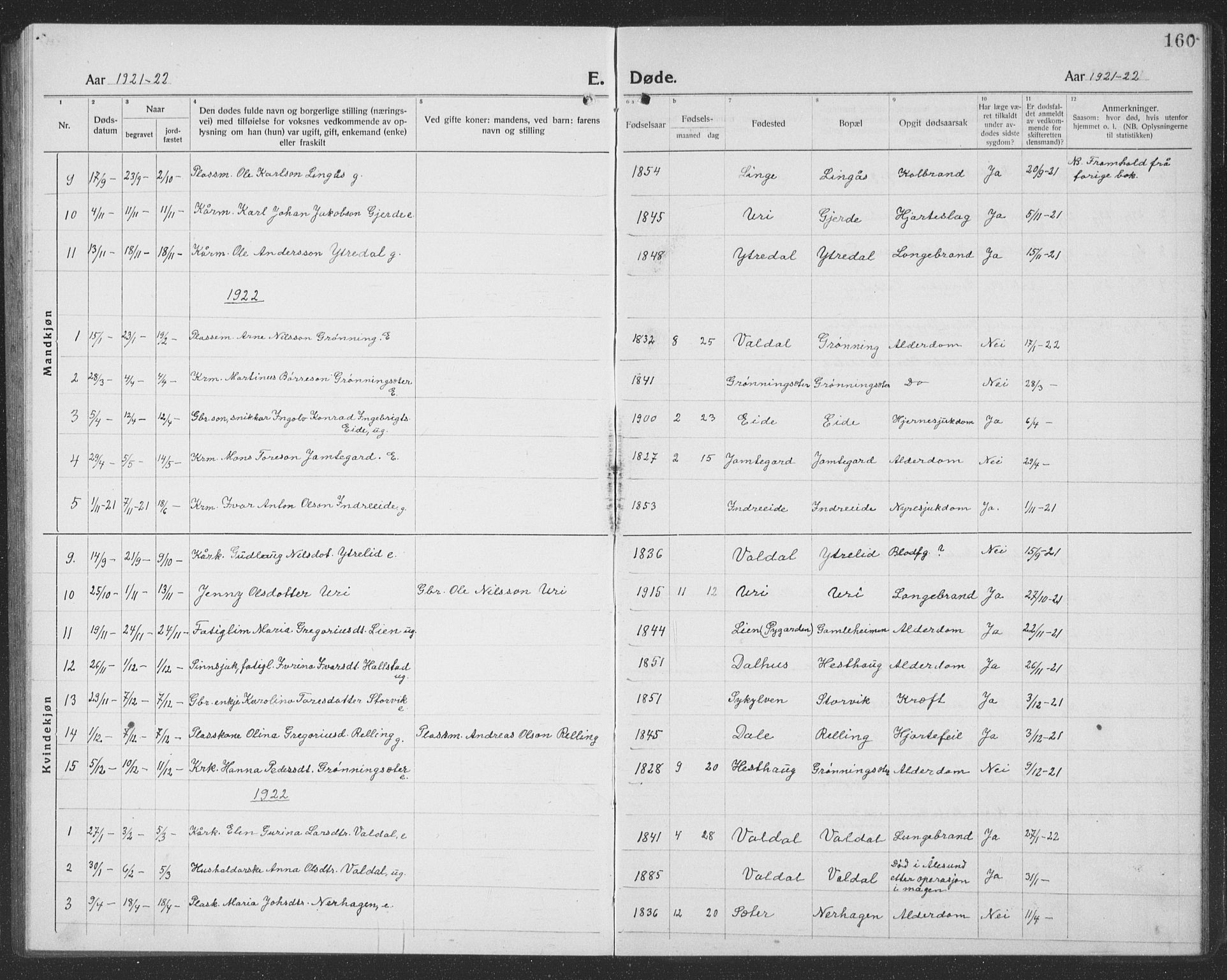 Ministerialprotokoller, klokkerbøker og fødselsregistre - Møre og Romsdal, SAT/A-1454/519/L0266: Parish register (copy) no. 519C07, 1921-1939, p. 160