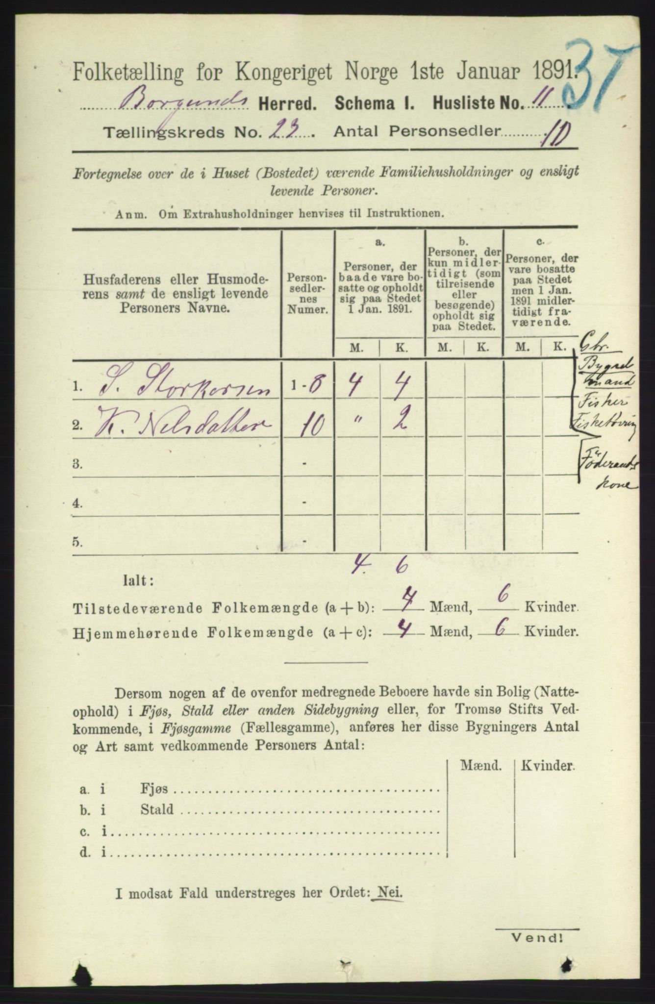 RA, 1891 census for 1531 Borgund, 1891, p. 6955