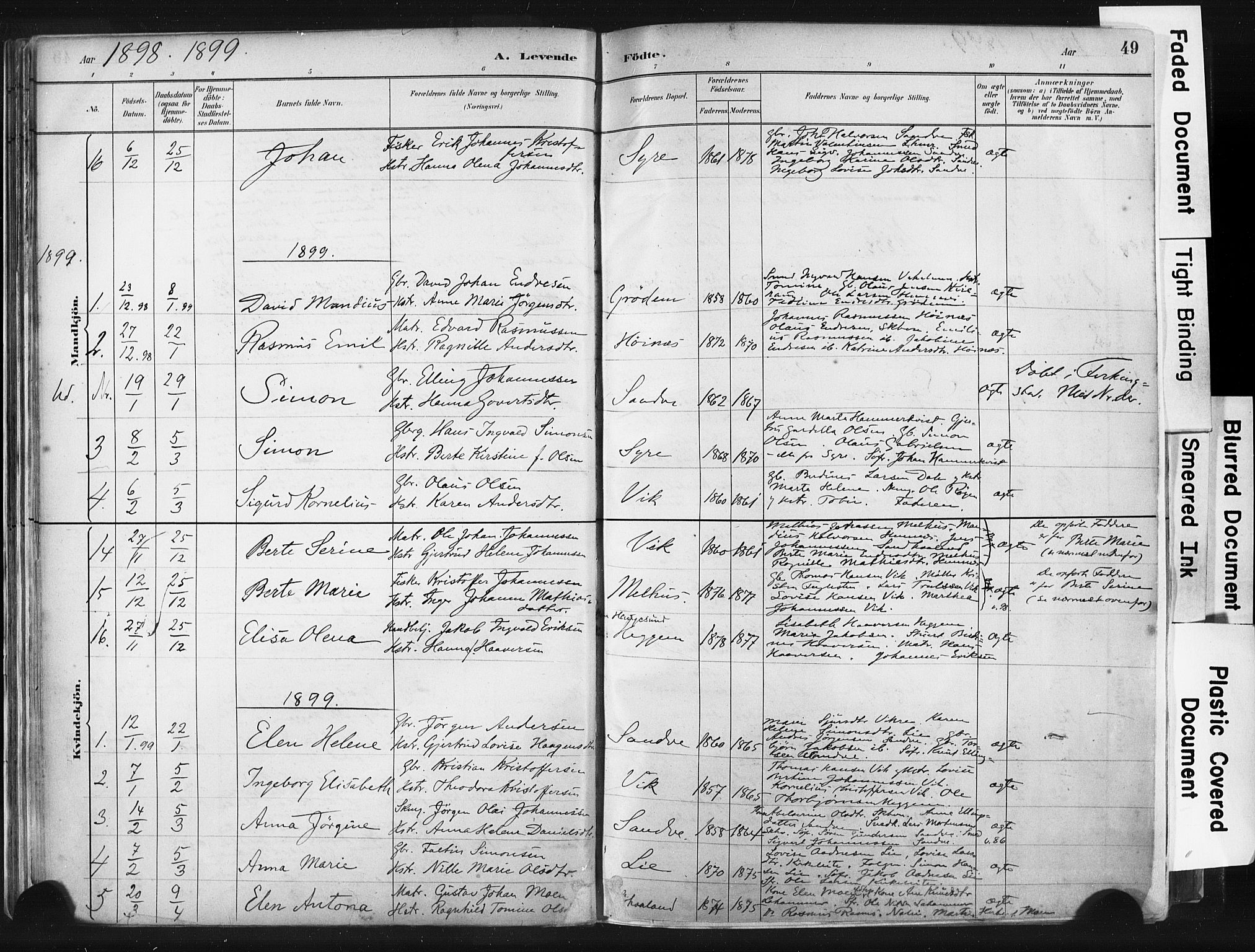 Skudenes sokneprestkontor, AV/SAST-A -101849/H/Ha/Haa/L0009: Parish register (official) no. A 6, 1882-1912, p. 49