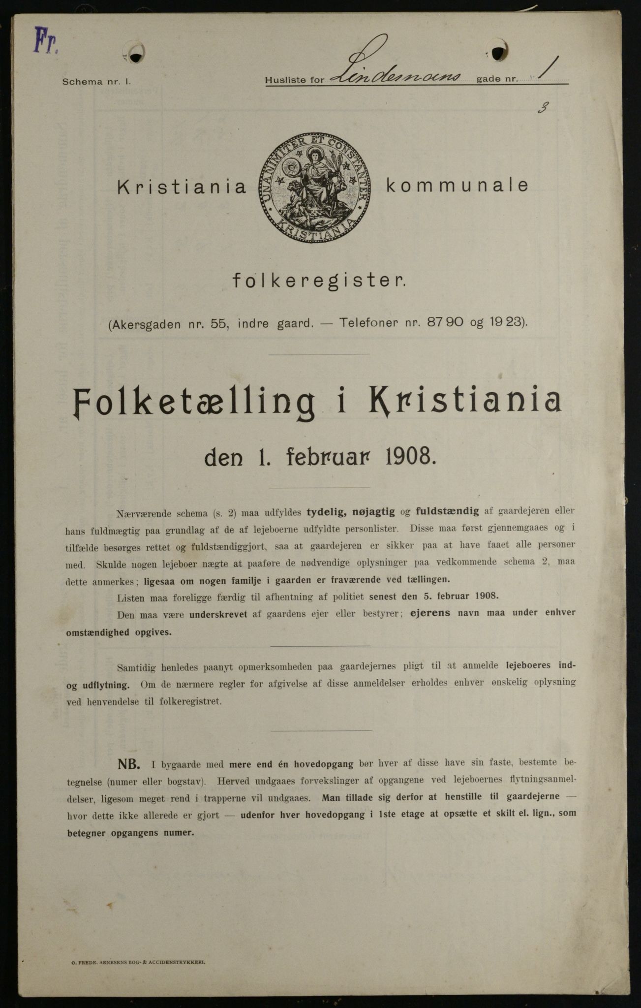 OBA, Municipal Census 1908 for Kristiania, 1908, p. 51709