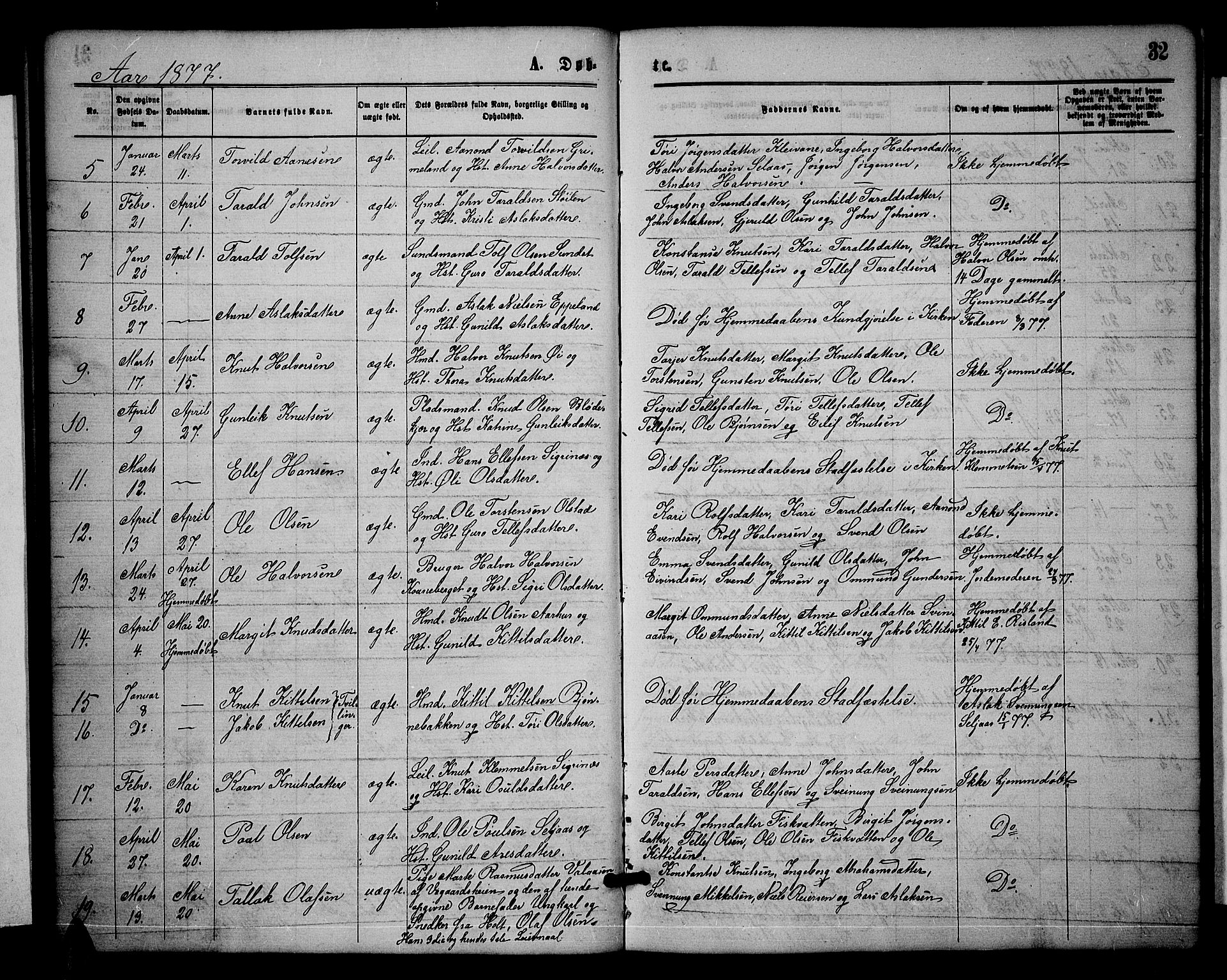Åmli sokneprestkontor, SAK/1111-0050/F/Fb/Fbc/L0003: Parish register (copy) no. B 3, 1868-1888, p. 32