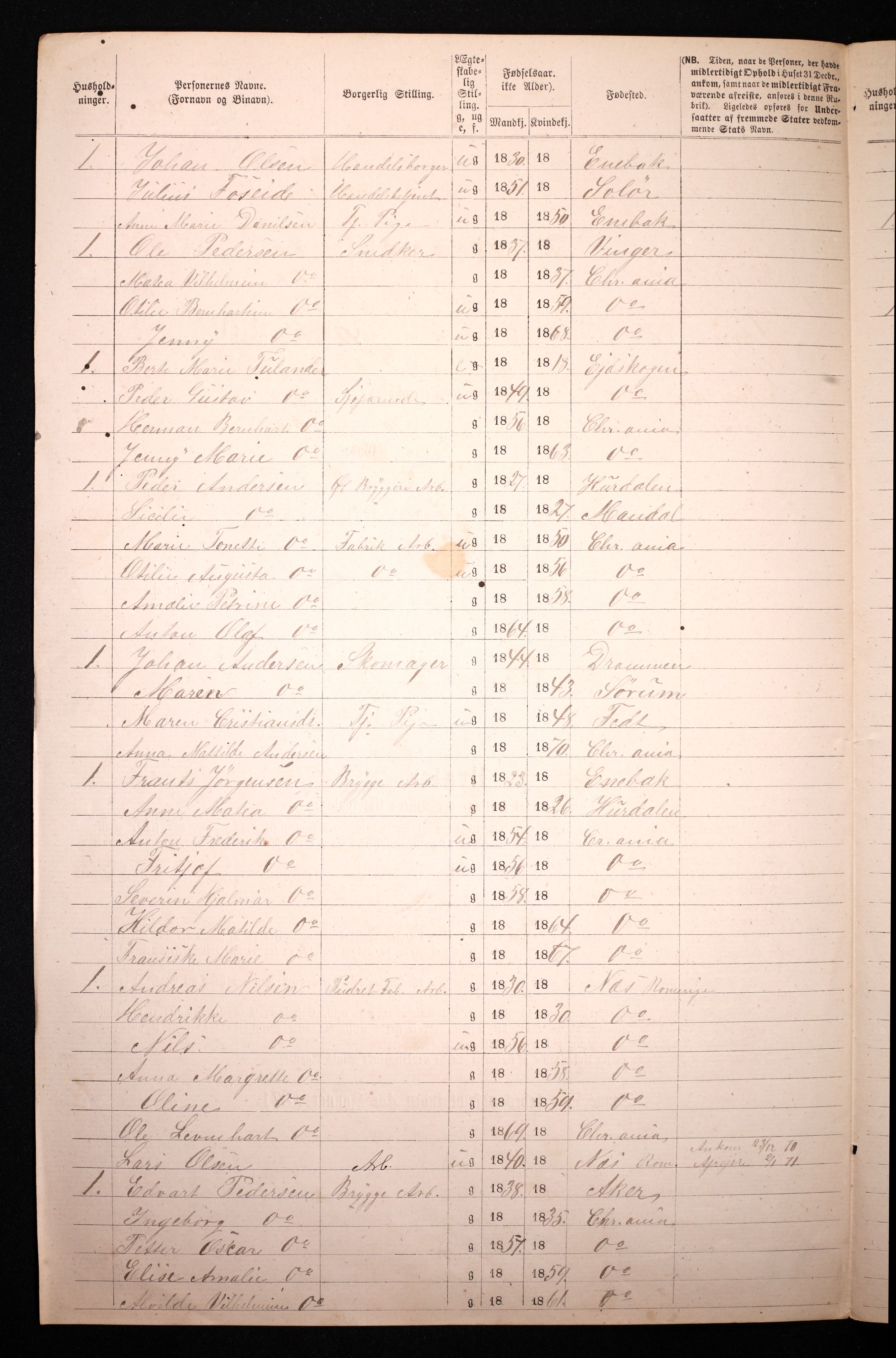 RA, 1870 census for 0301 Kristiania, 1870, p. 4668