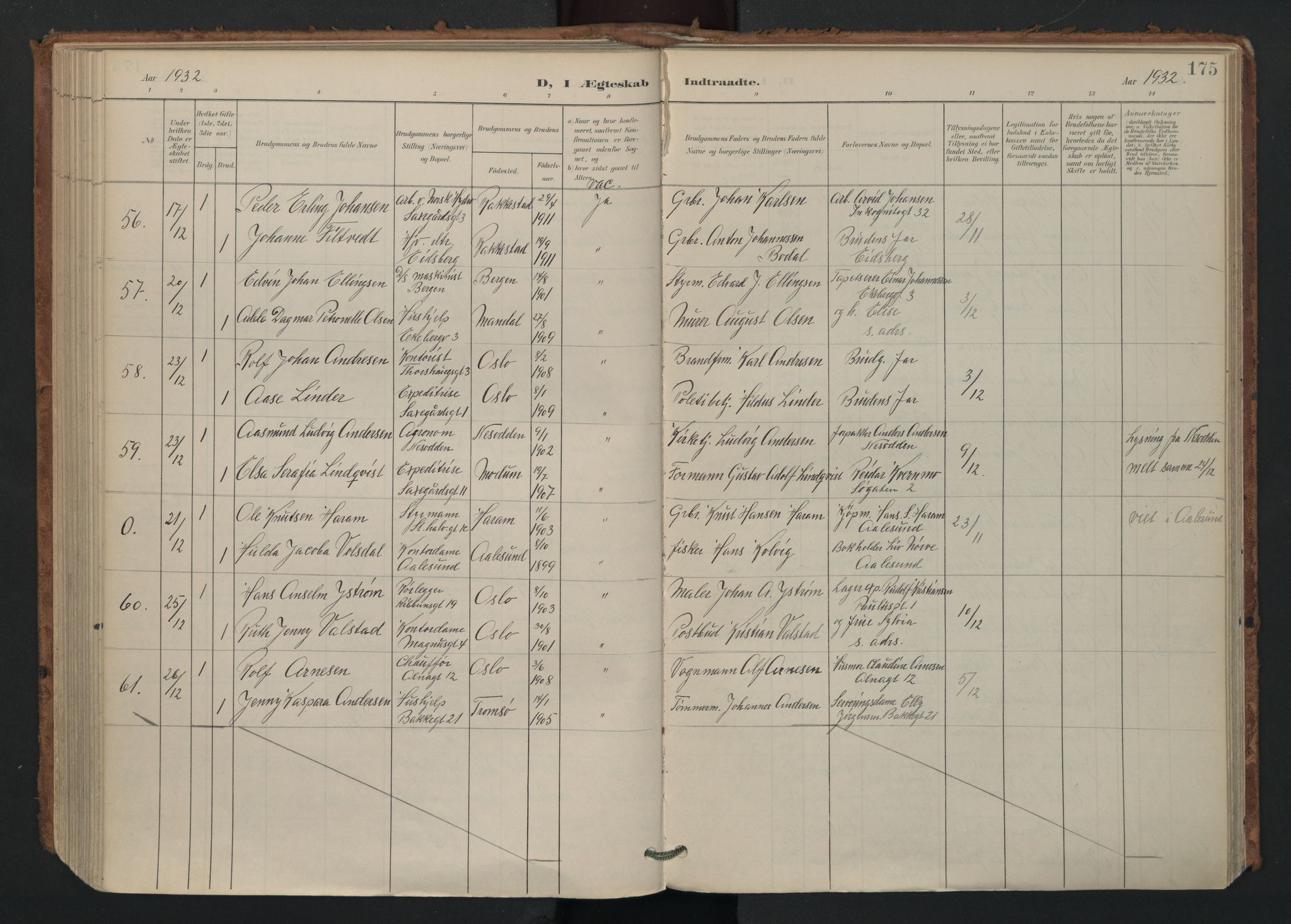 Gamlebyen prestekontor Kirkebøker, AV/SAO-A-10884/F/Fa/L0011: Parish register (official) no. 11, 1901-1939, p. 175