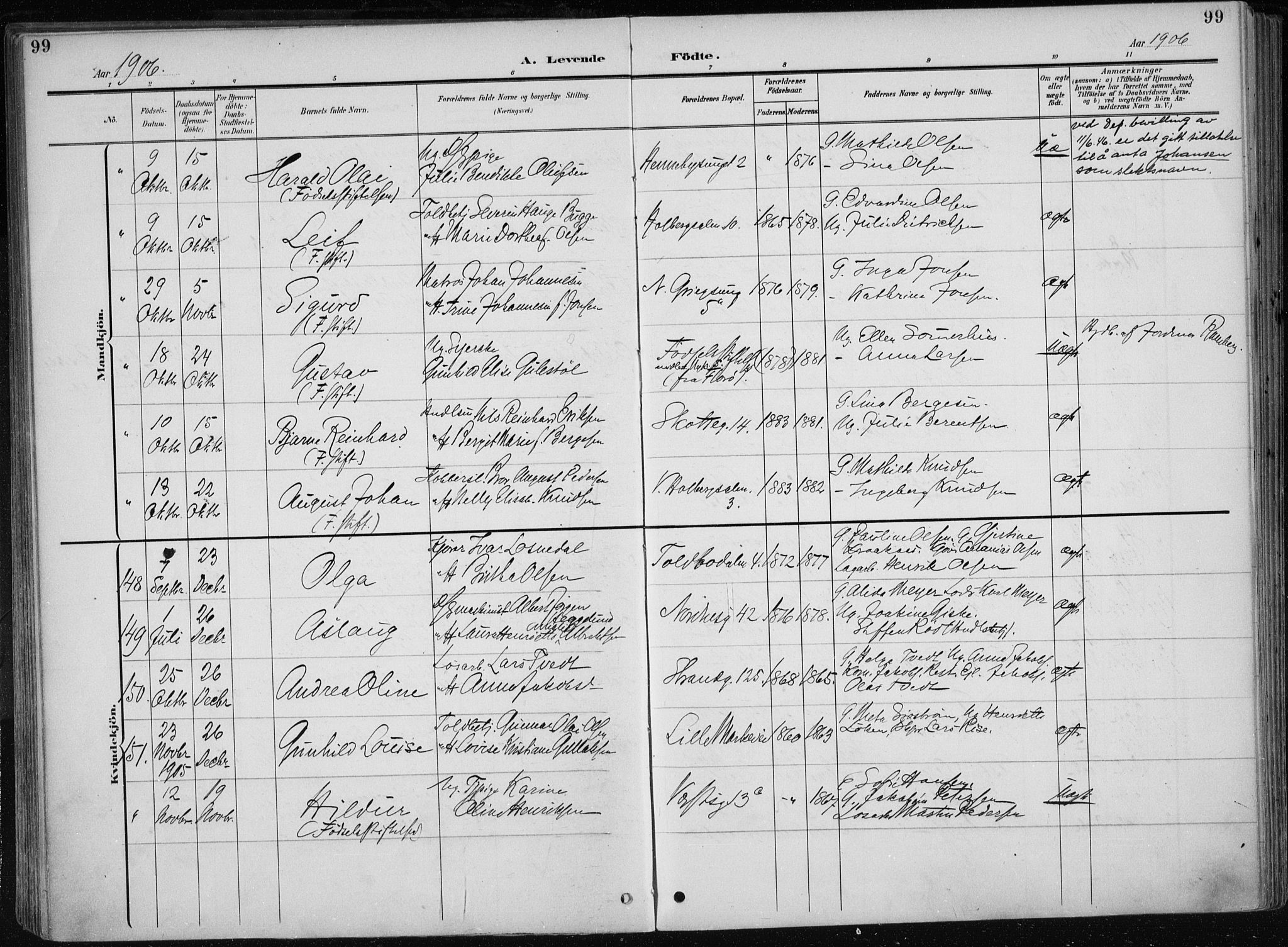 Nykirken Sokneprestembete, AV/SAB-A-77101/H/Haa/L0019: Parish register (official) no. B 7, 1904-1916, p. 99