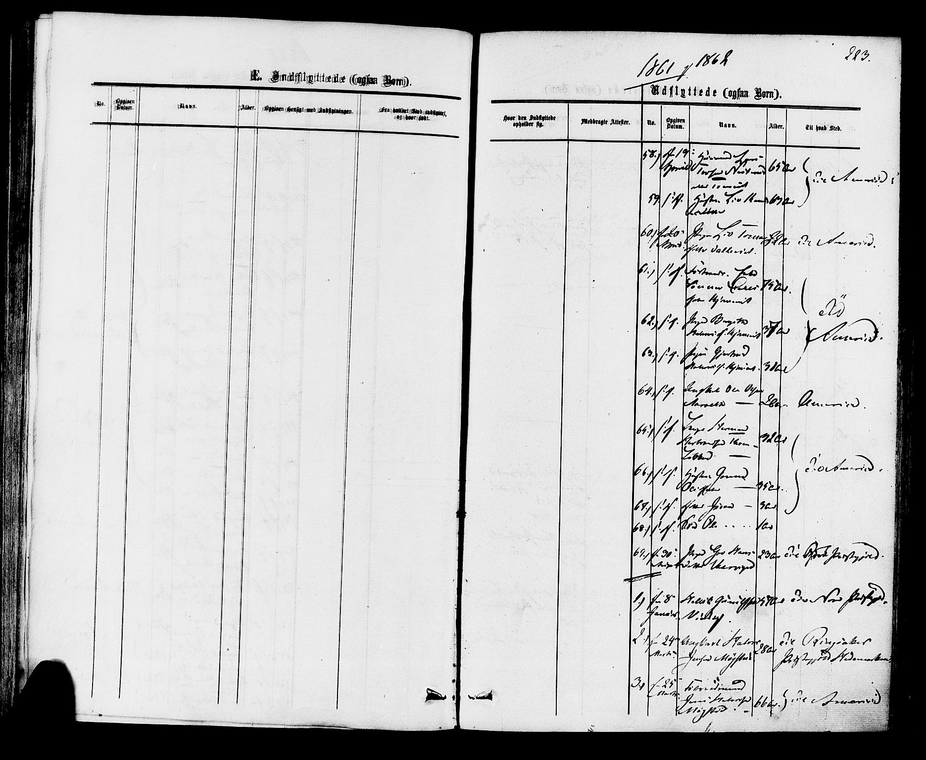 Rollag kirkebøker, SAKO/A-240/F/Fa/L0009: Parish register (official) no. I 9, 1860-1874, p. 223