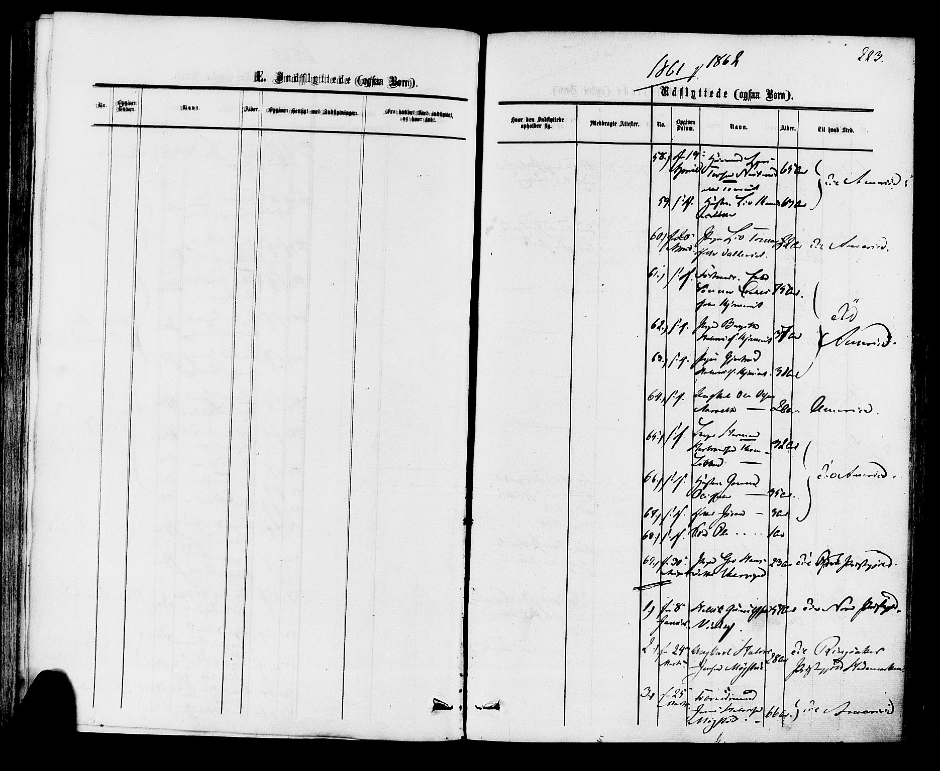 Rollag kirkebøker, AV/SAKO-A-240/F/Fa/L0009: Parish register (official) no. I 9, 1860-1874, p. 223