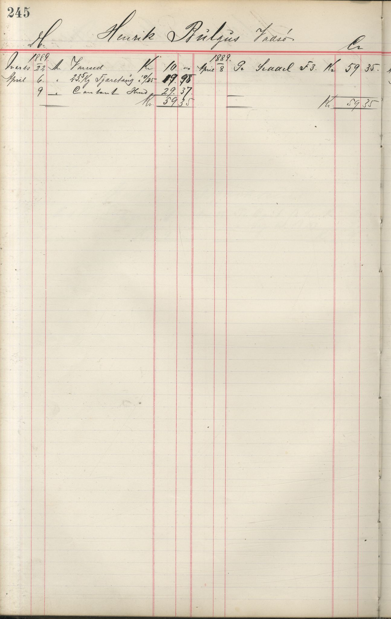 Brodtkorb handel A/S, VAMU/A-0001/F/Fa/L0001/0002: Kompanibøker. Innensogns / Compagnibog for Indensogns Fiskere No 11, 1887-1889, p. 245