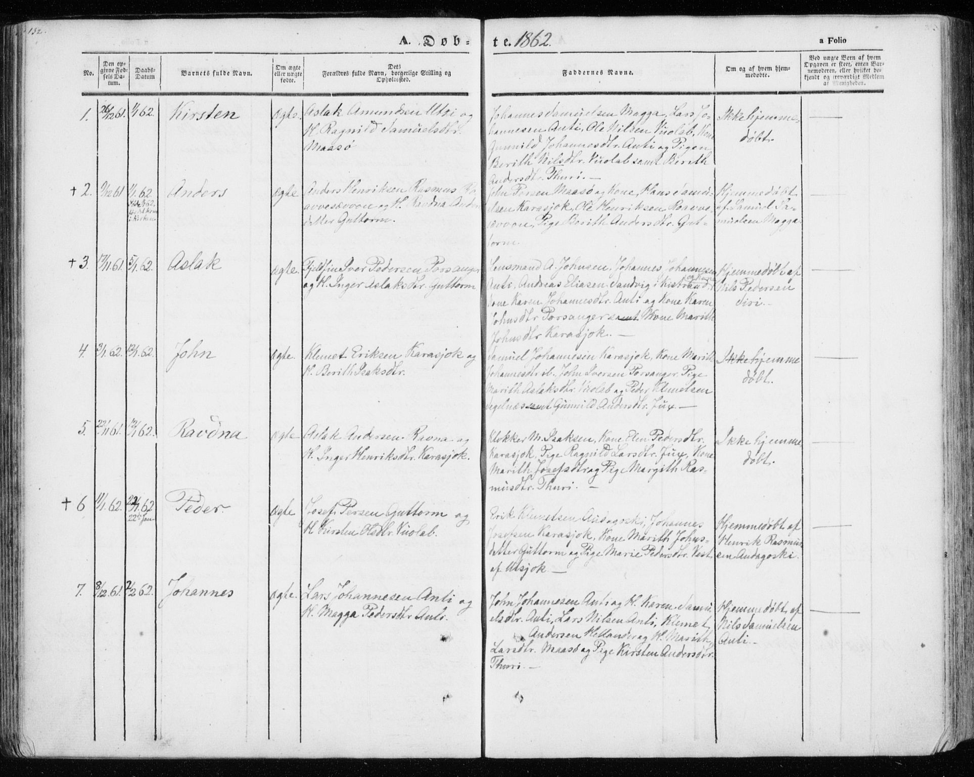 Kistrand/Porsanger sokneprestembete, SATØ/S-1351/H/Ha/L0012.kirke: Parish register (official) no. 12, 1843-1871, p. 132-133
