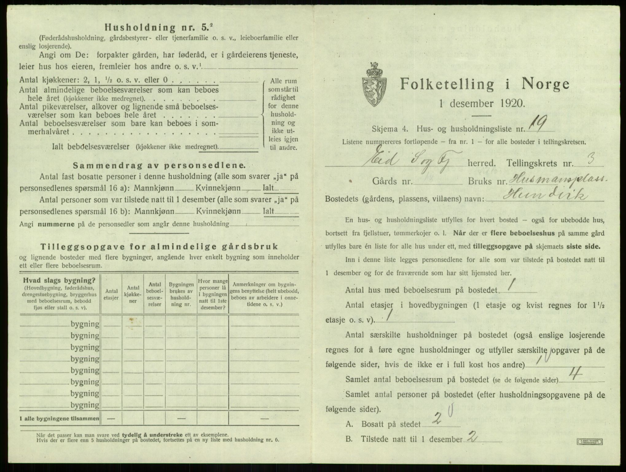 SAB, 1920 census for Eid, 1920, p. 209