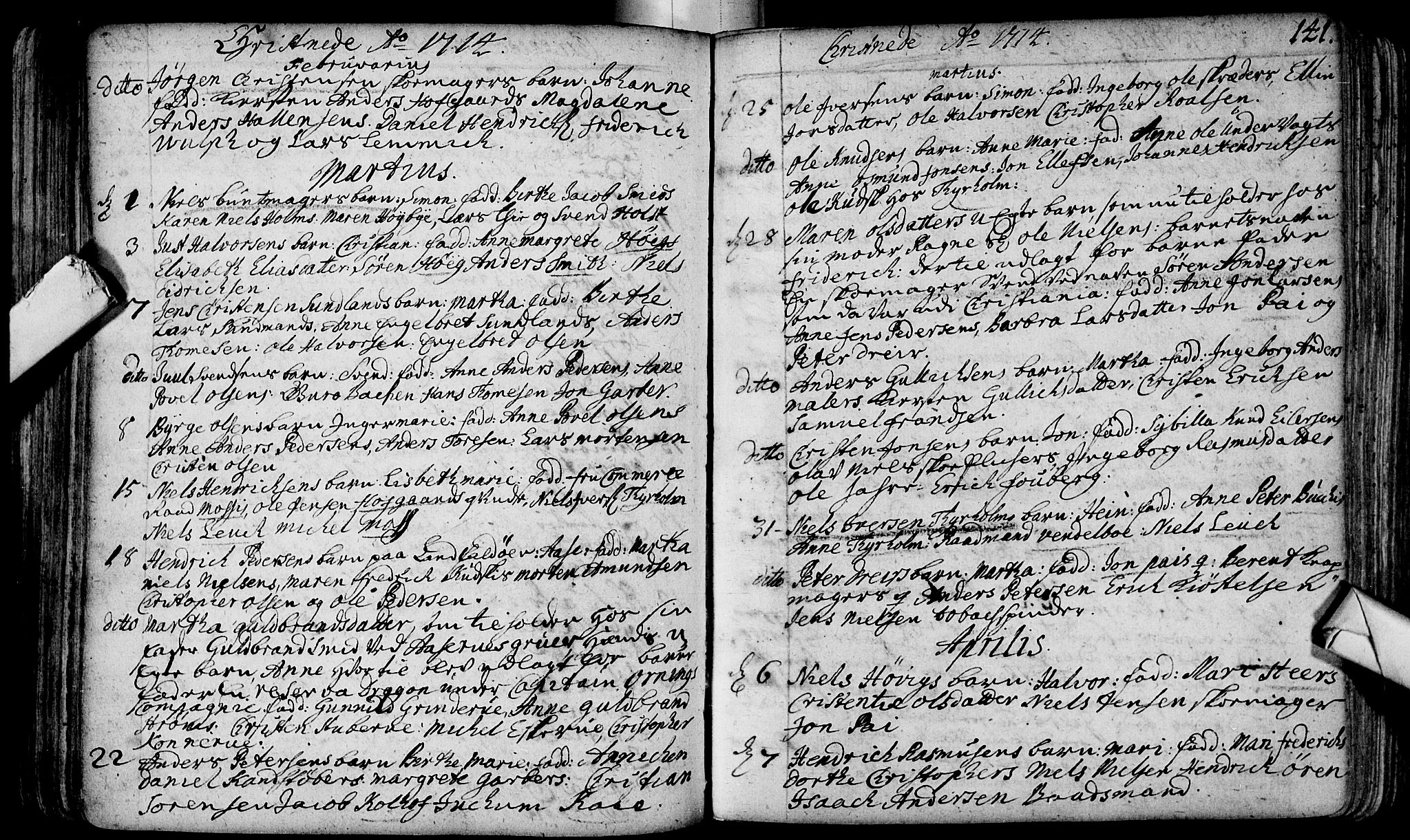 Bragernes kirkebøker, AV/SAKO-A-6/F/Fa/L0003: Parish register (official) no. I 3, 1706-1734, p. 141