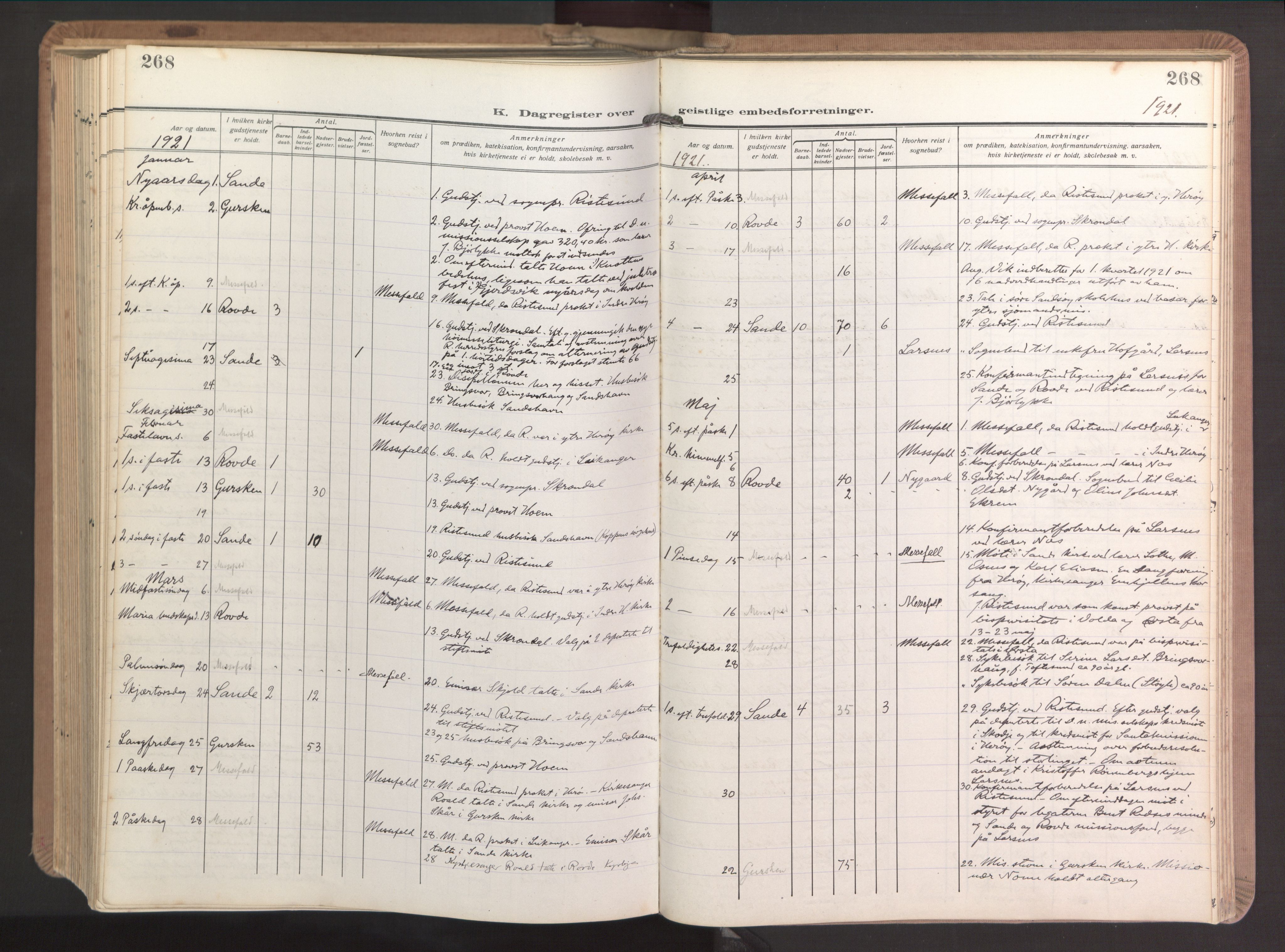 Ministerialprotokoller, klokkerbøker og fødselsregistre - Møre og Romsdal, AV/SAT-A-1454/503/L0044: Parish register (official) no. 503A12, 1918-1931, p. 268