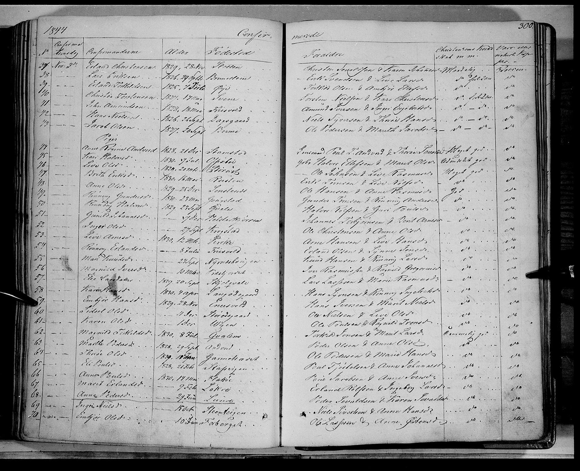Lom prestekontor, SAH/PREST-070/K/L0006: Parish register (official) no. 6A, 1837-1863, p. 300