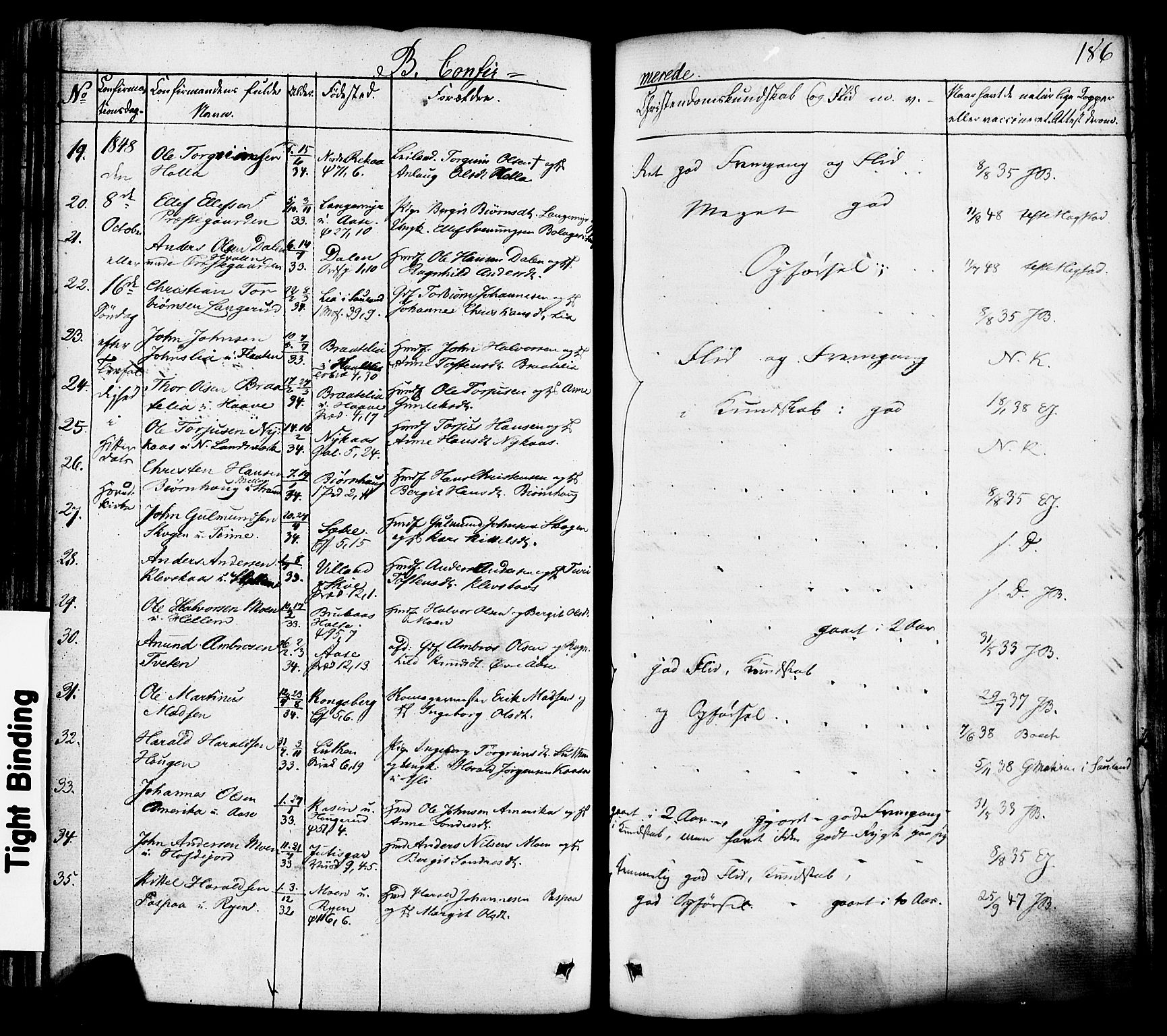 Heddal kirkebøker, AV/SAKO-A-268/F/Fa/L0006: Parish register (official) no. I 6, 1837-1854, p. 186