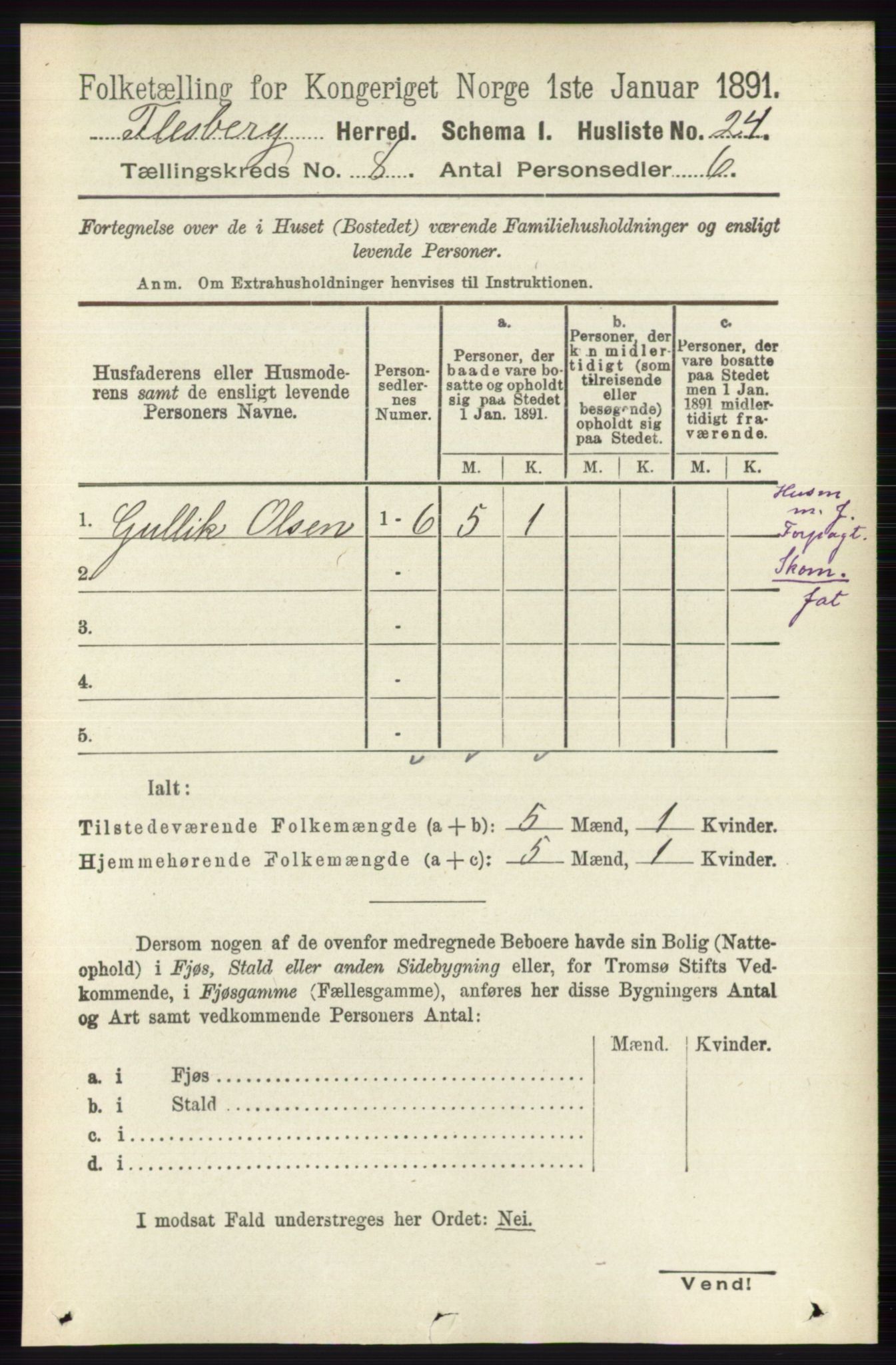 RA, 1891 census for 0631 Flesberg, 1891, p. 1359