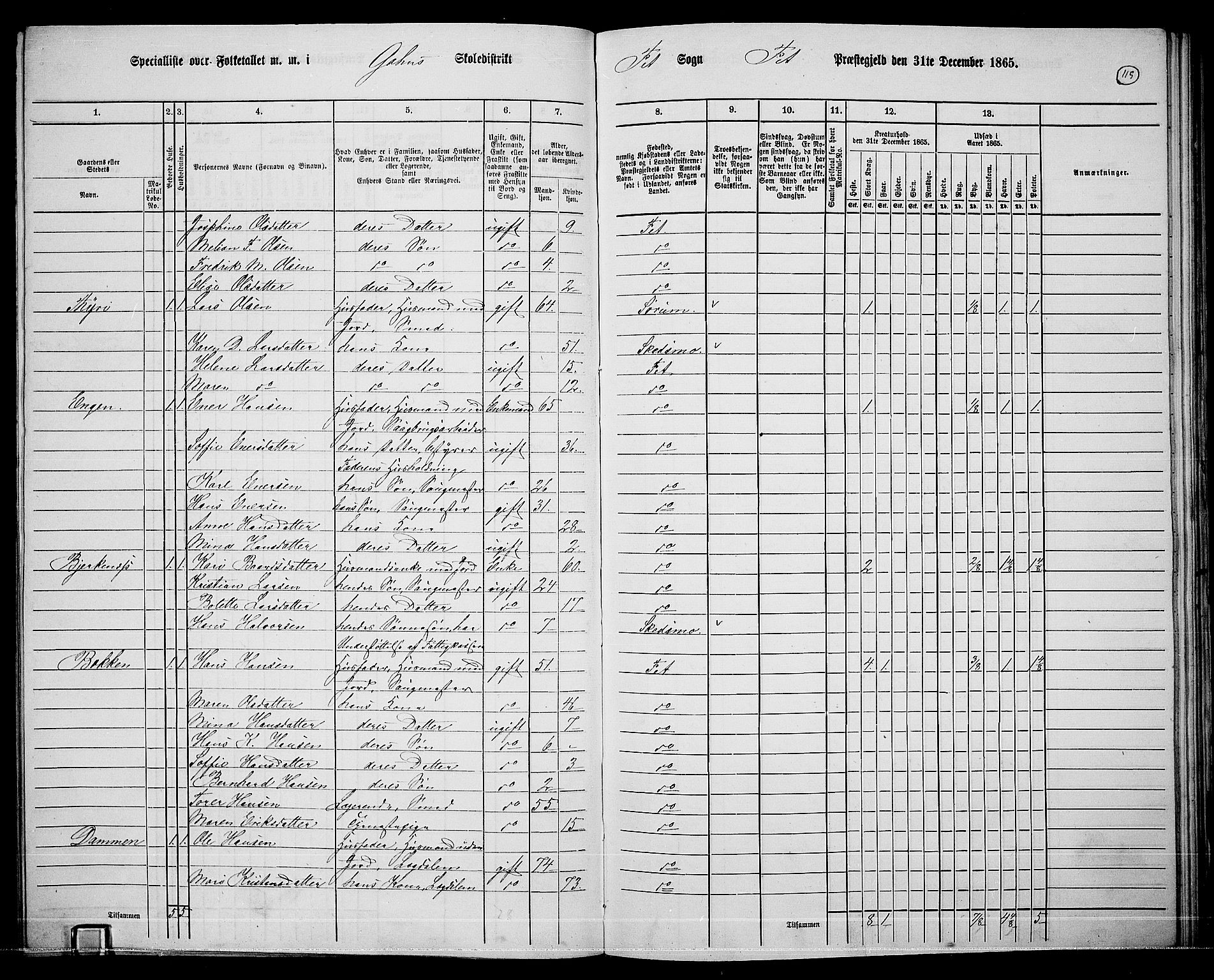 RA, 1865 census for Fet, 1865, p. 109