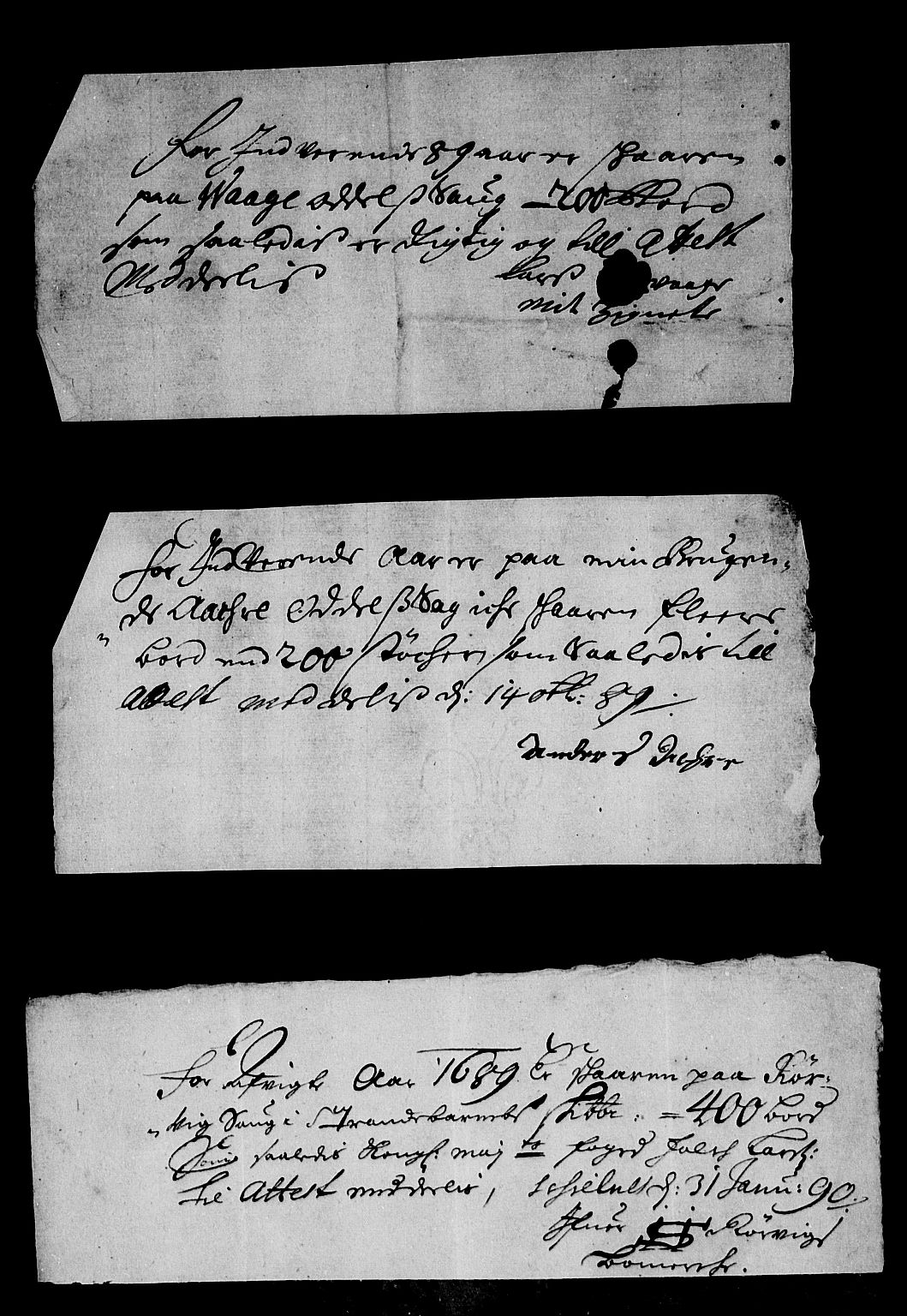 Rentekammeret inntil 1814, Reviderte regnskaper, Stiftamtstueregnskaper, Bergen stiftamt, AV/RA-EA-6043/R/Rc/L0090: Bergen stiftamt, 1689