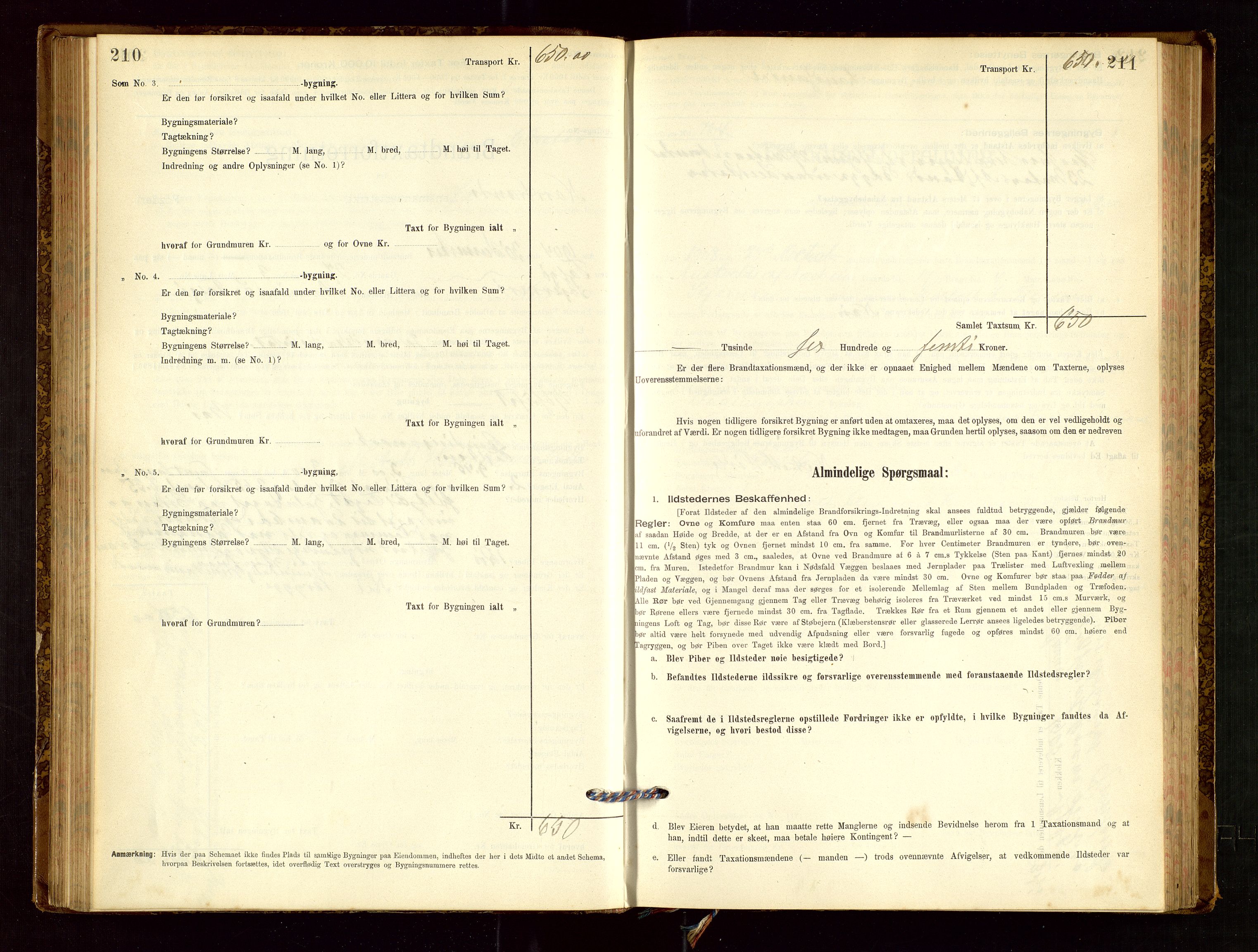 Nedstrand lensmannskontor, SAST/A-100236/Gob/L0001: "Brandtaxationsprotokol for Nerstrand Lensmandsdistrikt Ryfylke fogderi", 1895-1915, p. 210-211