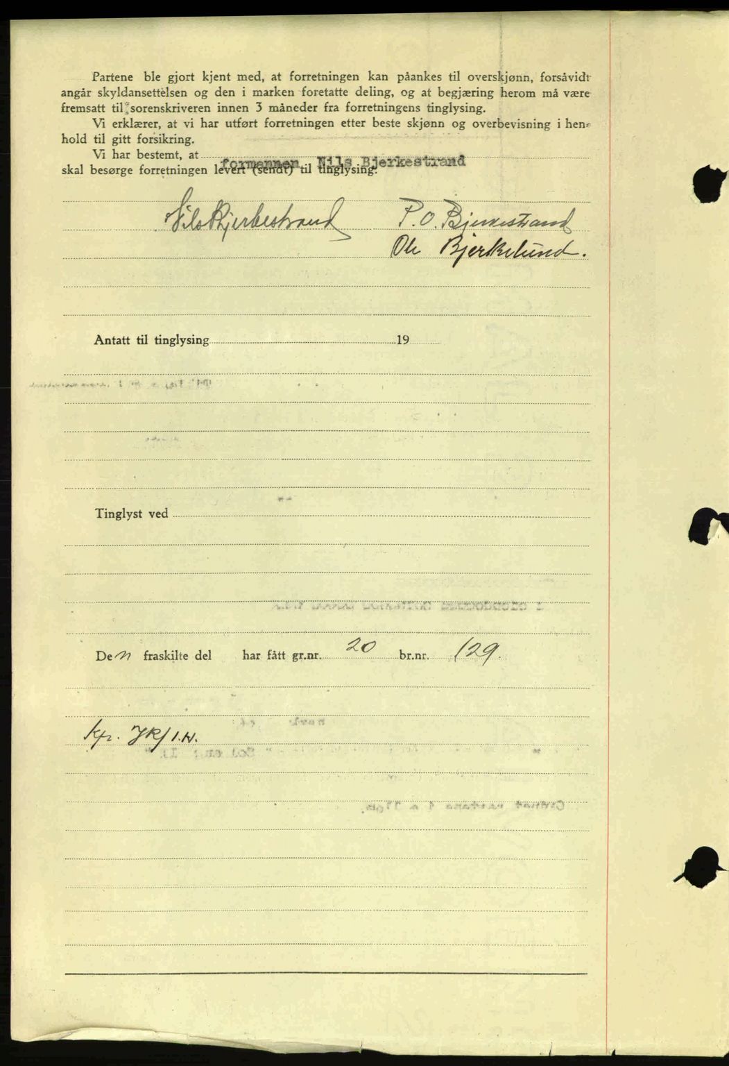 Nordmøre sorenskriveri, AV/SAT-A-4132/1/2/2Ca: Mortgage book no. A95, 1943-1943, Diary no: : 1761/1943