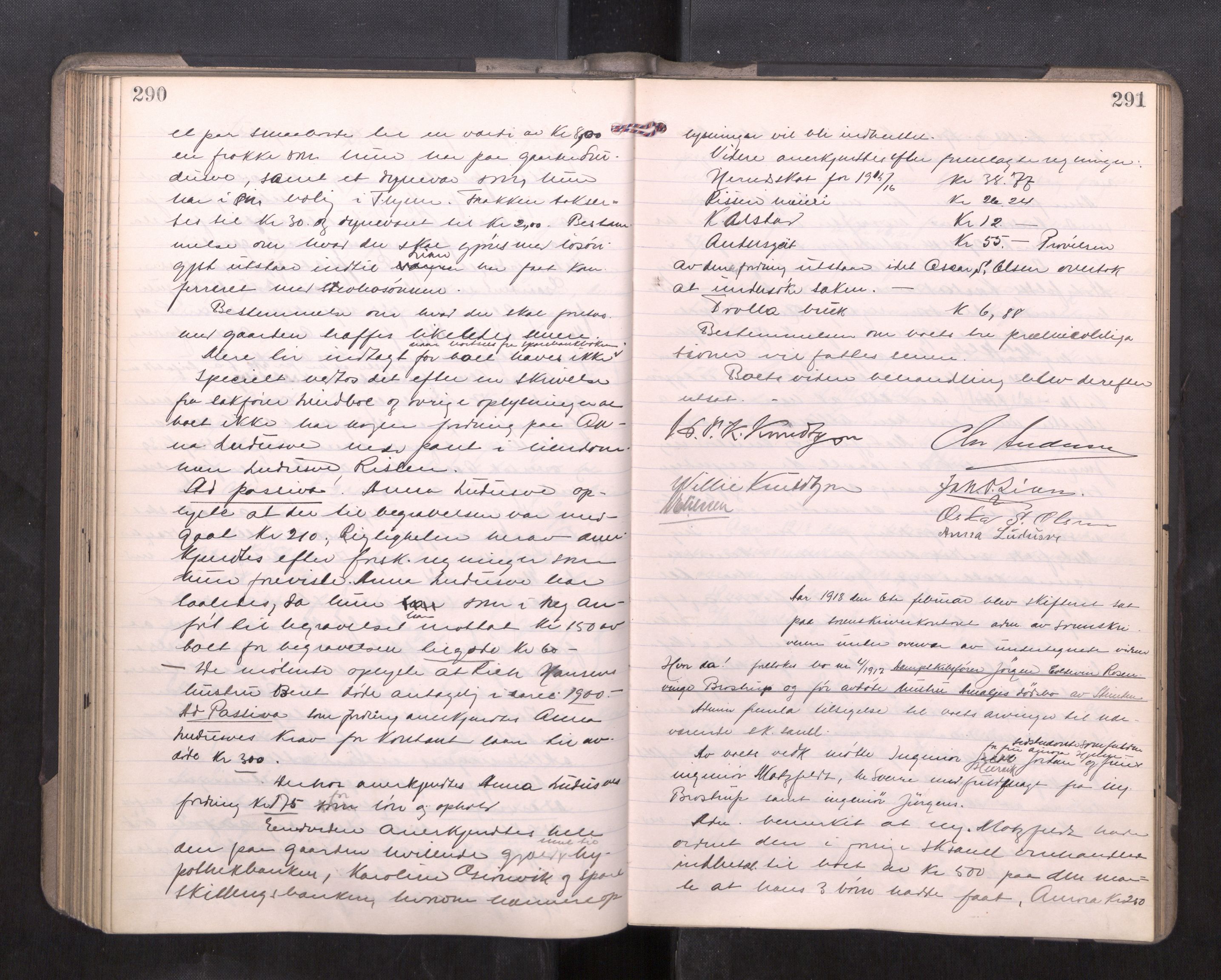 Strinda og Selbu sorenskriveri, AV/SAT-A-0015/3/3B/L0012: Skifteforhandlingsprot. 12, 1915-1919, p. 290-291