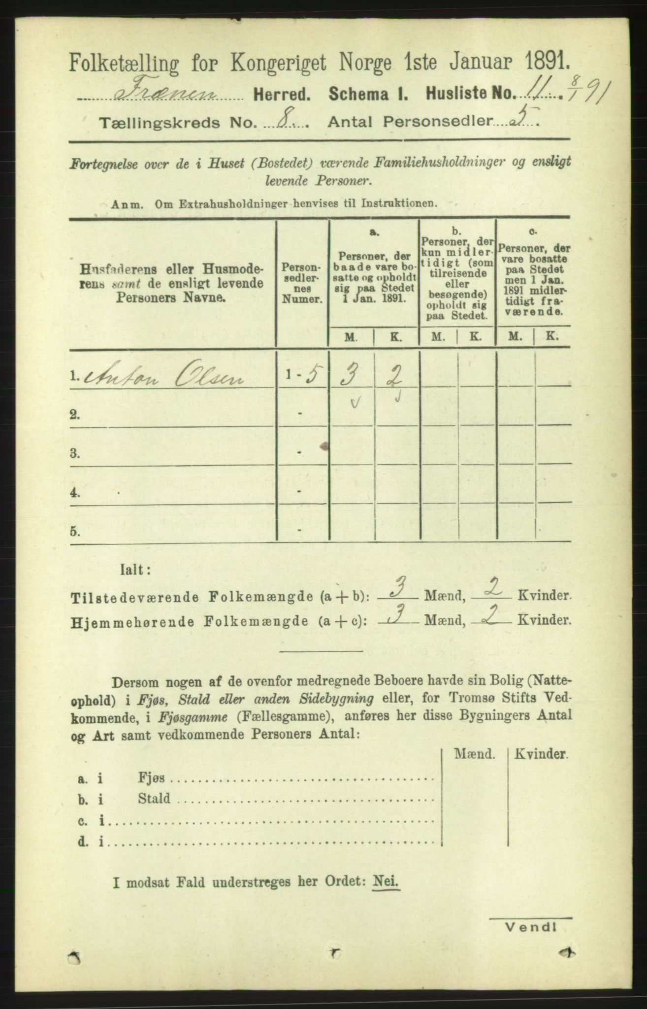 RA, 1891 census for 1548 Fræna, 1891, p. 2620