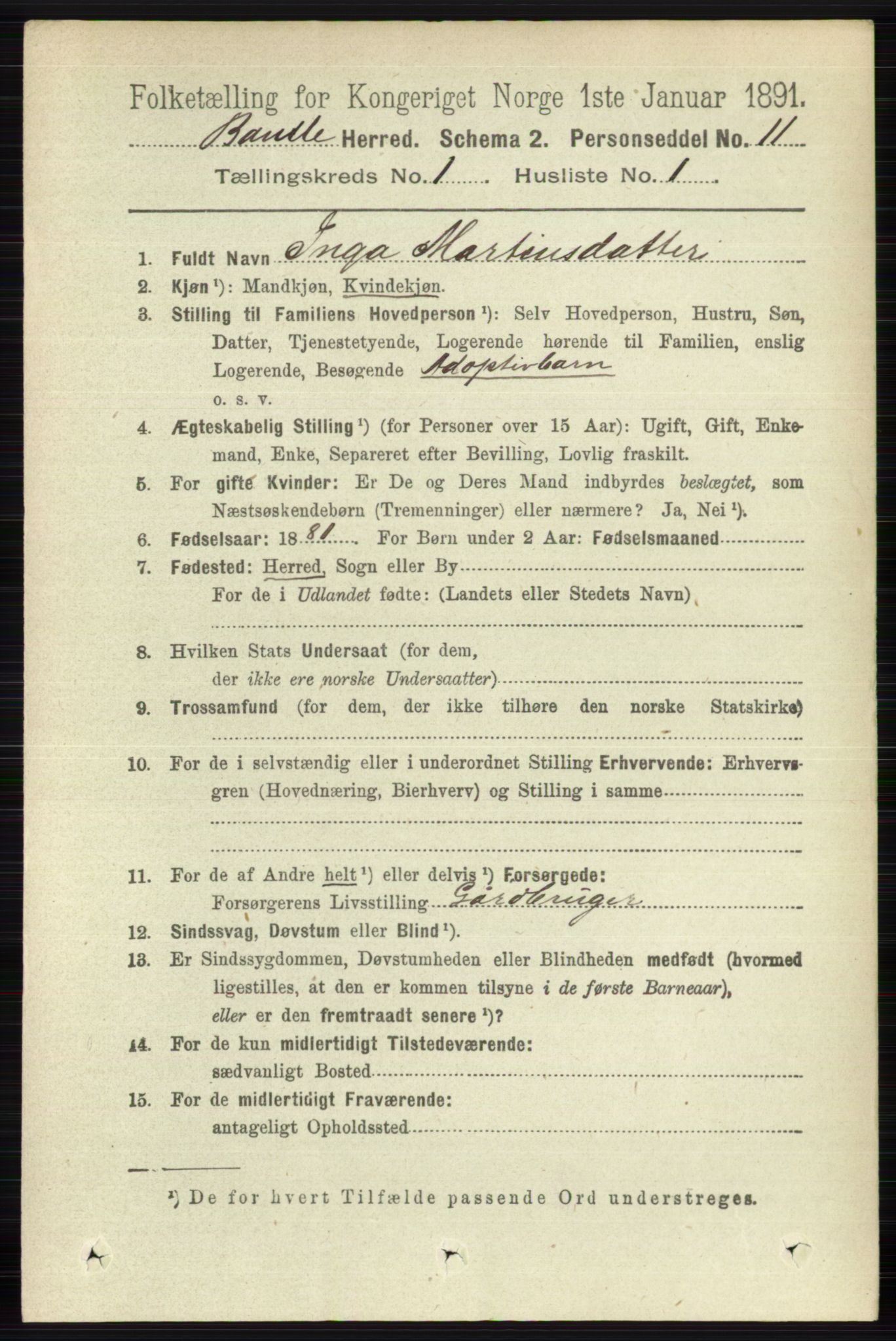 RA, 1891 census for 0814 Bamble, 1891, p. 151