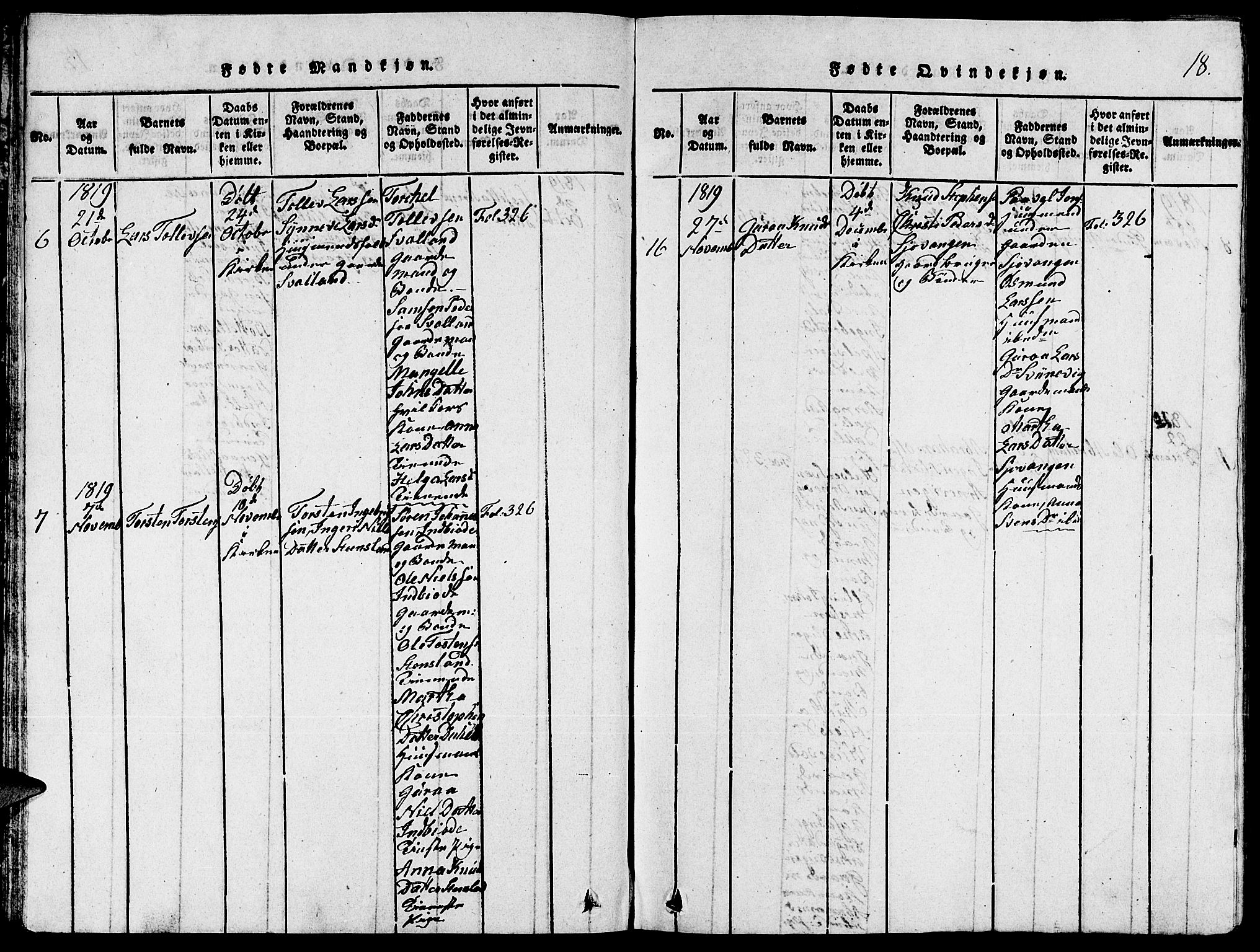 Fjelberg sokneprestembete, SAB/A-75201/H/Hab: Parish register (copy) no. A 1, 1816-1823, p. 18