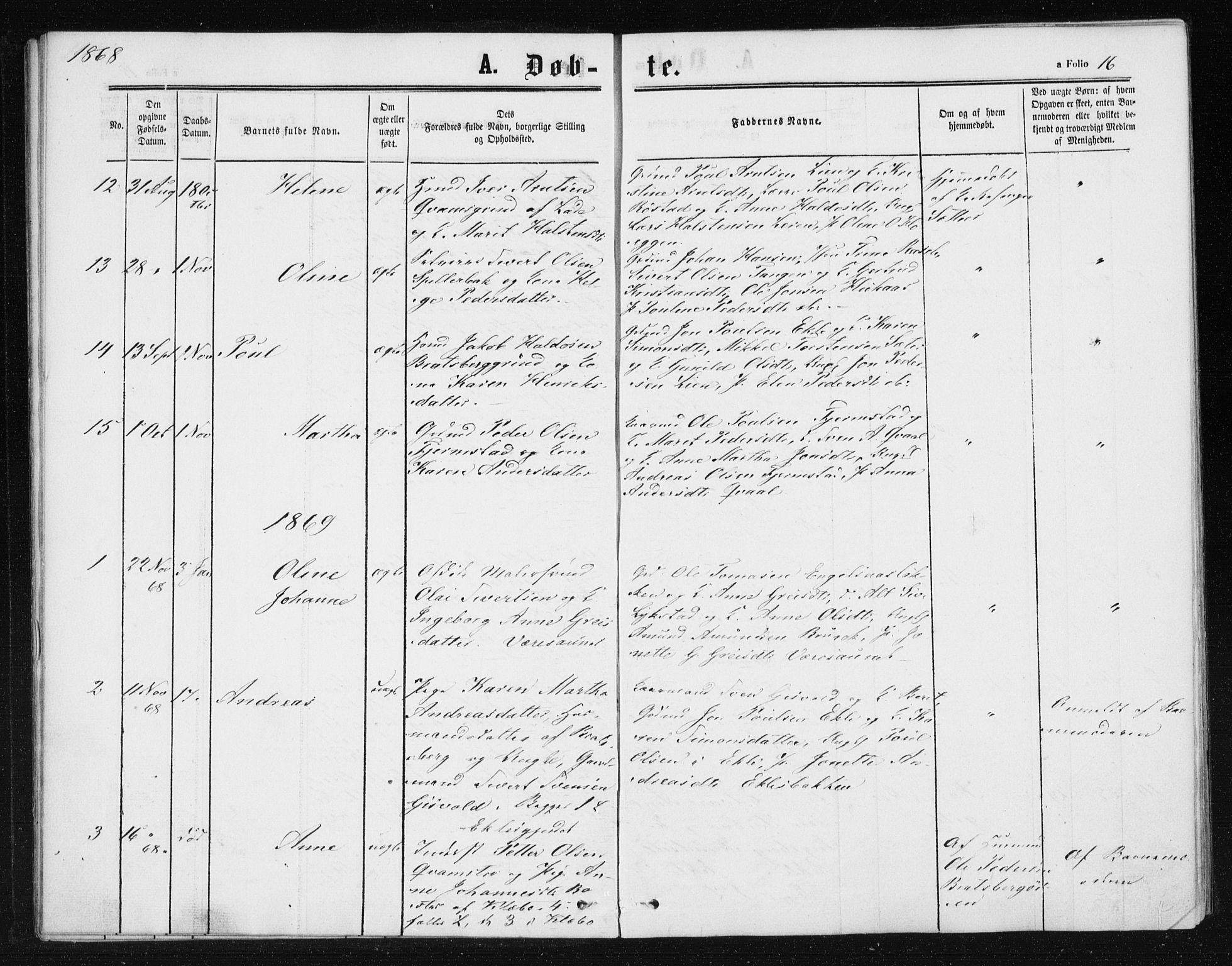 Ministerialprotokoller, klokkerbøker og fødselsregistre - Sør-Trøndelag, SAT/A-1456/608/L0333: Parish register (official) no. 608A02, 1862-1876, p. 16