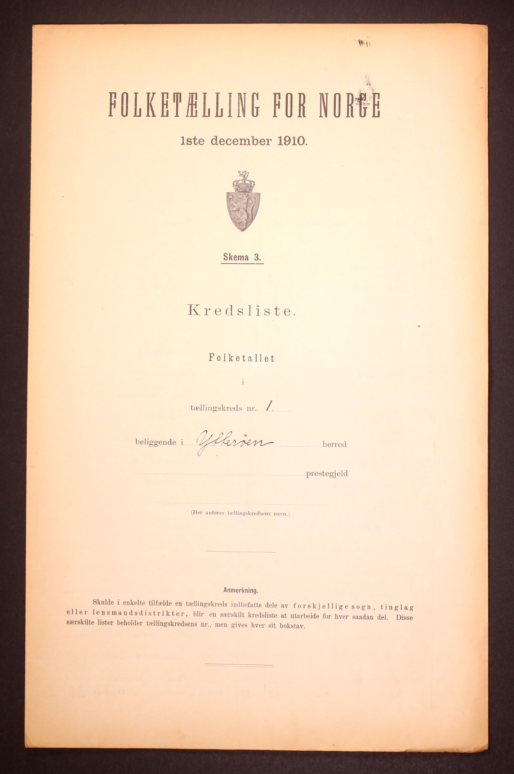 RA, 1910 census for Ytterøy, 1910, p. 3
