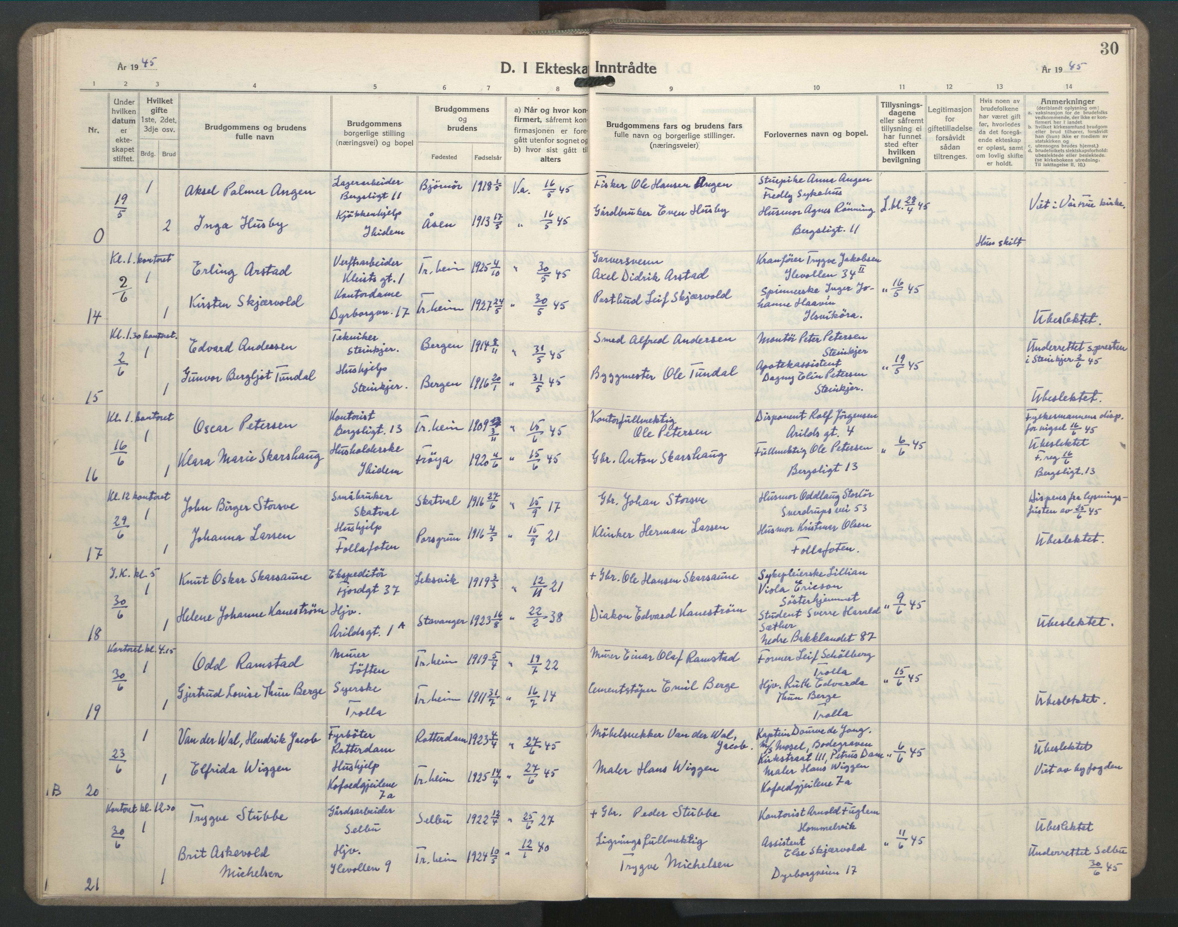 Ministerialprotokoller, klokkerbøker og fødselsregistre - Sør-Trøndelag, AV/SAT-A-1456/603/L0177: Parish register (copy) no. 603C05, 1941-1952, p. 29