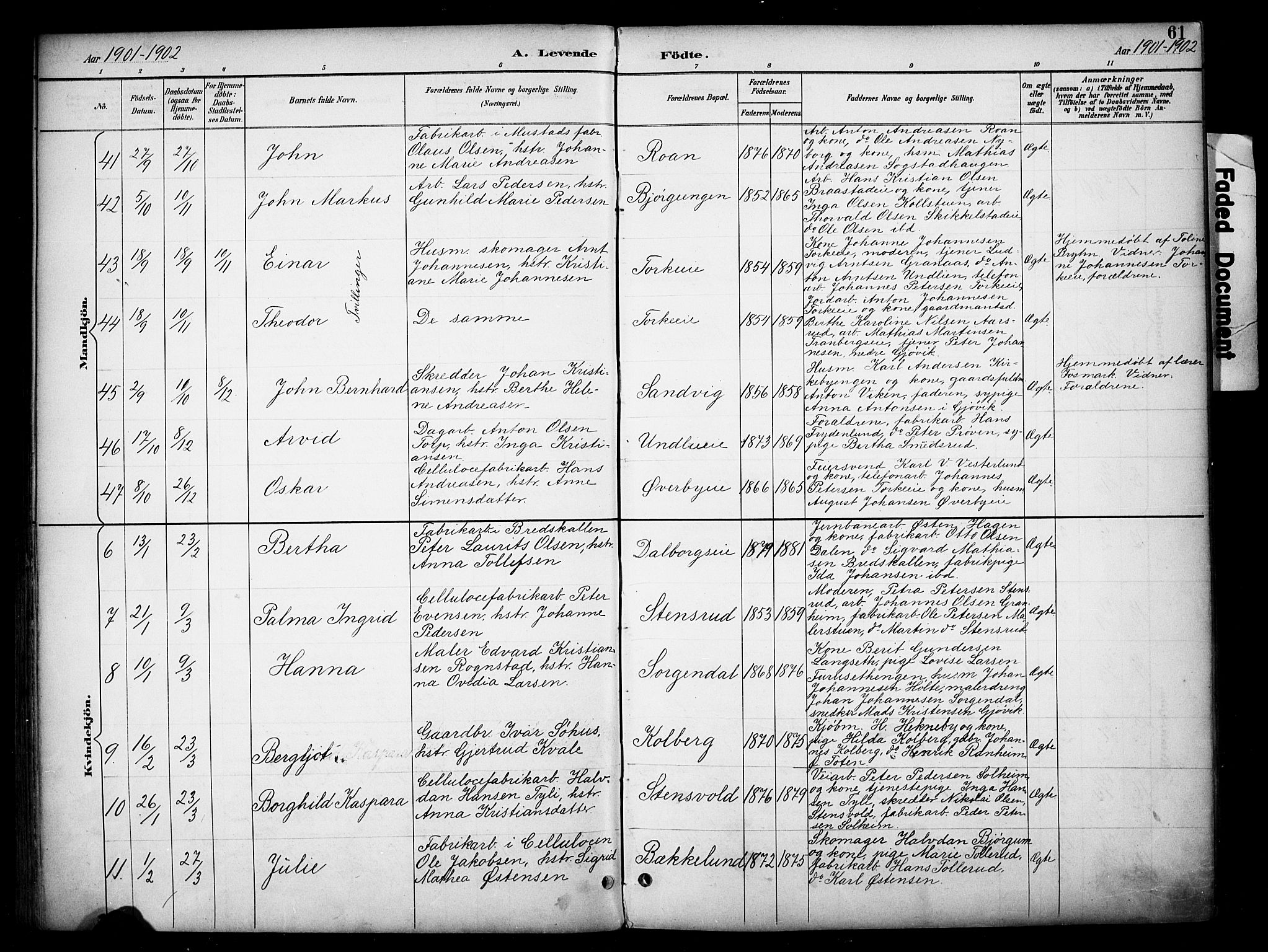 Vardal prestekontor, SAH/PREST-100/H/Ha/Haa/L0012: Parish register (official) no. 12, 1893-1904, p. 61