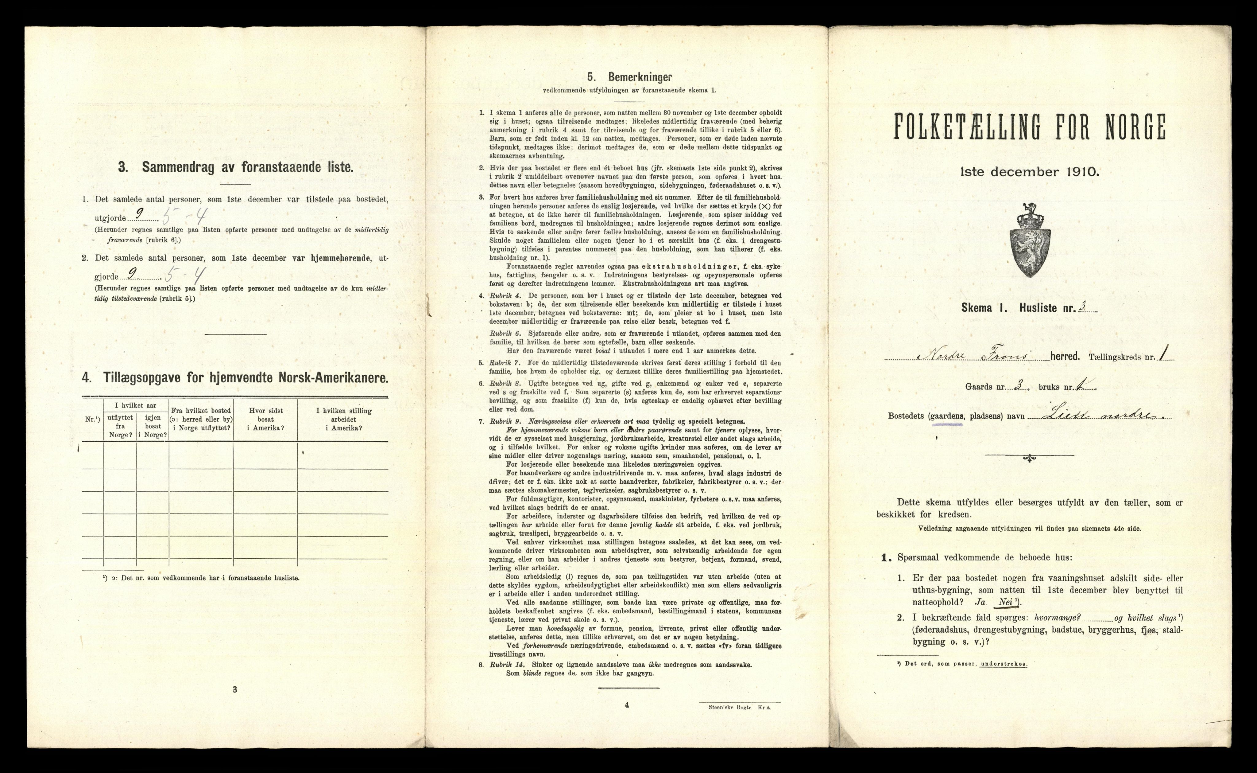 RA, 1910 census for Nord-Fron, 1910, p. 46