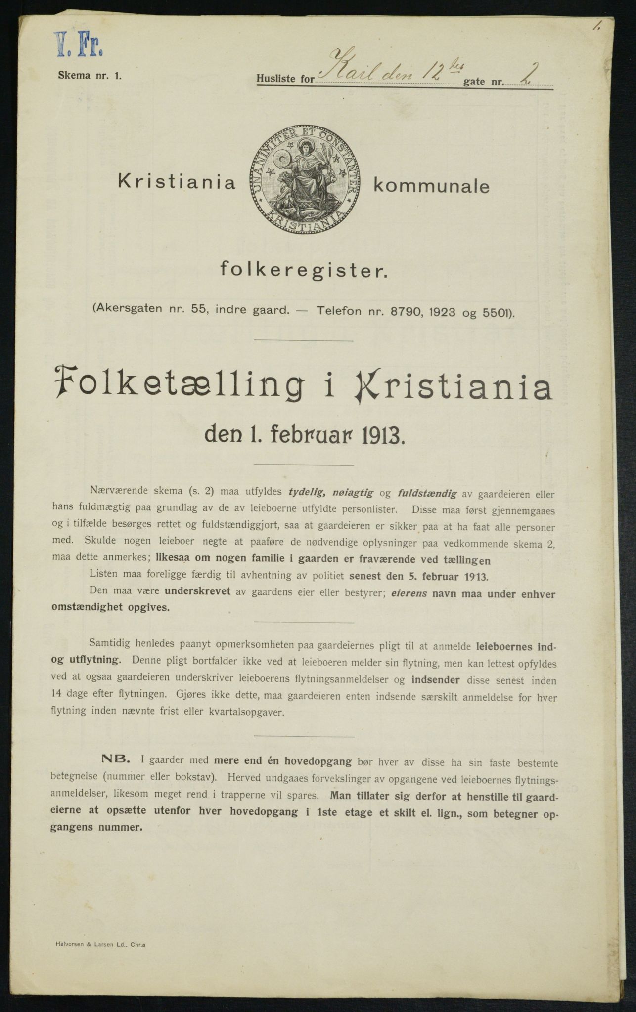 OBA, Municipal Census 1913 for Kristiania, 1913, p. 48014