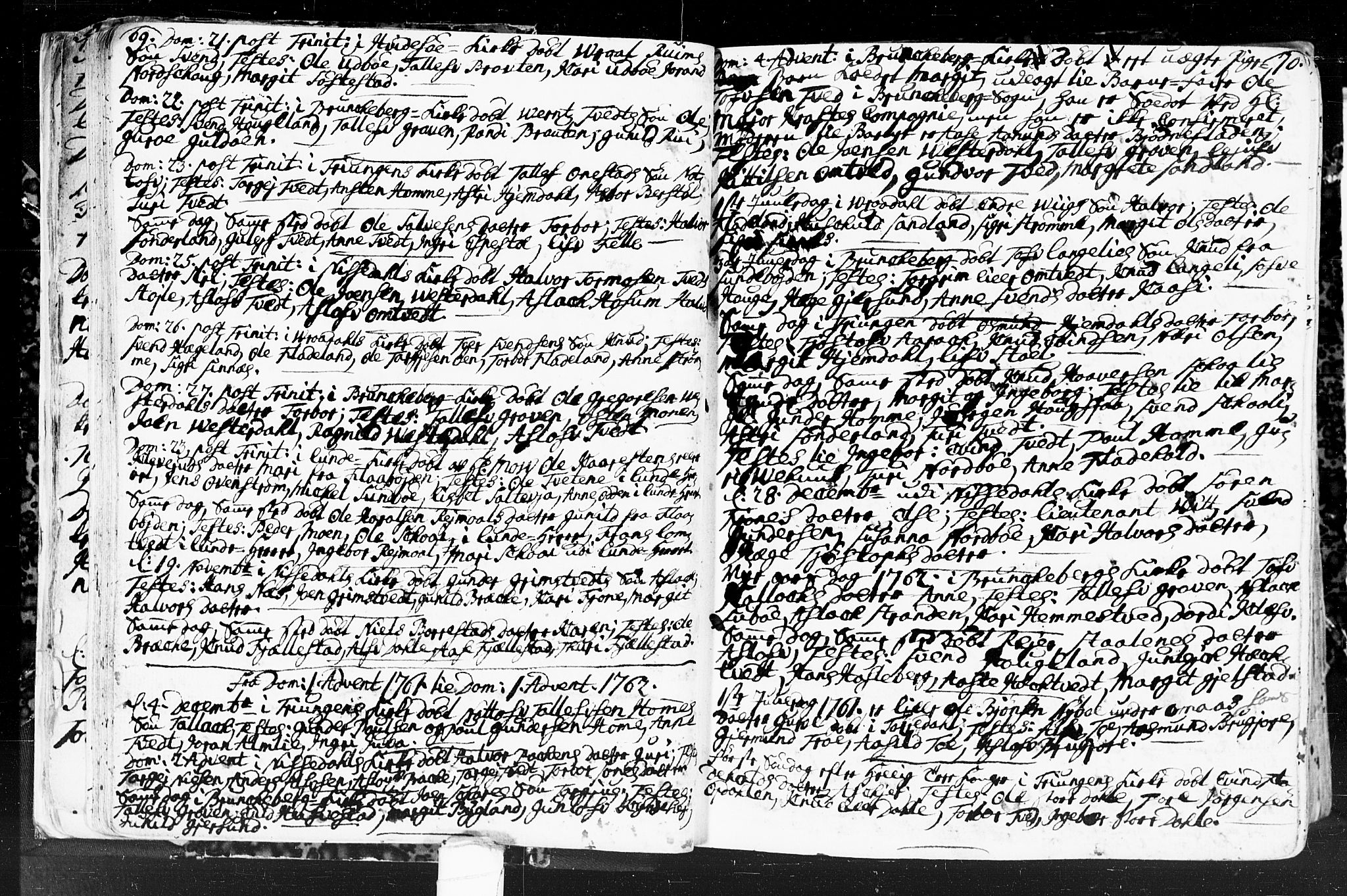 Kviteseid kirkebøker, SAKO/A-276/F/Fa/L0001: Parish register (official) no. I 1, 1754-1773, p. 69-70
