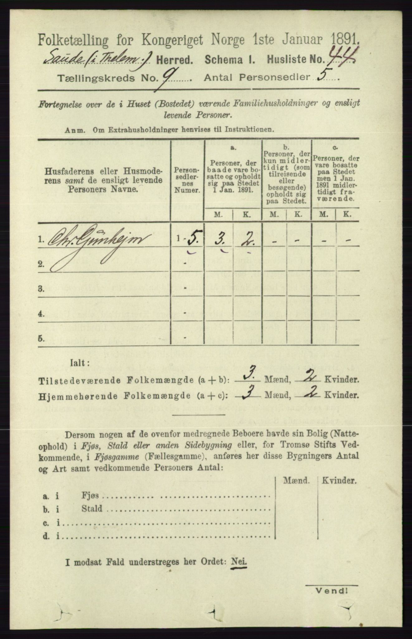 RA, 1891 census for 0822 Sauherad, 1891, p. 2704