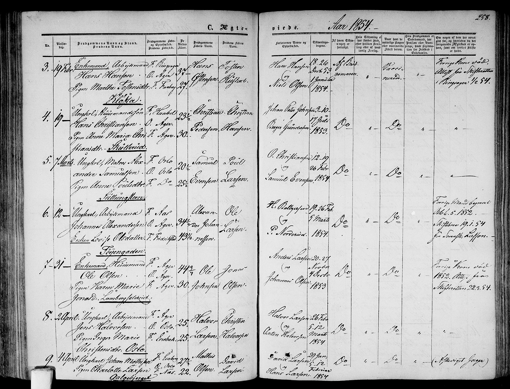 Gamlebyen prestekontor Kirkebøker, SAO/A-10884/F/Fa/L0004: Parish register (official) no. 4, 1850-1857, p. 258