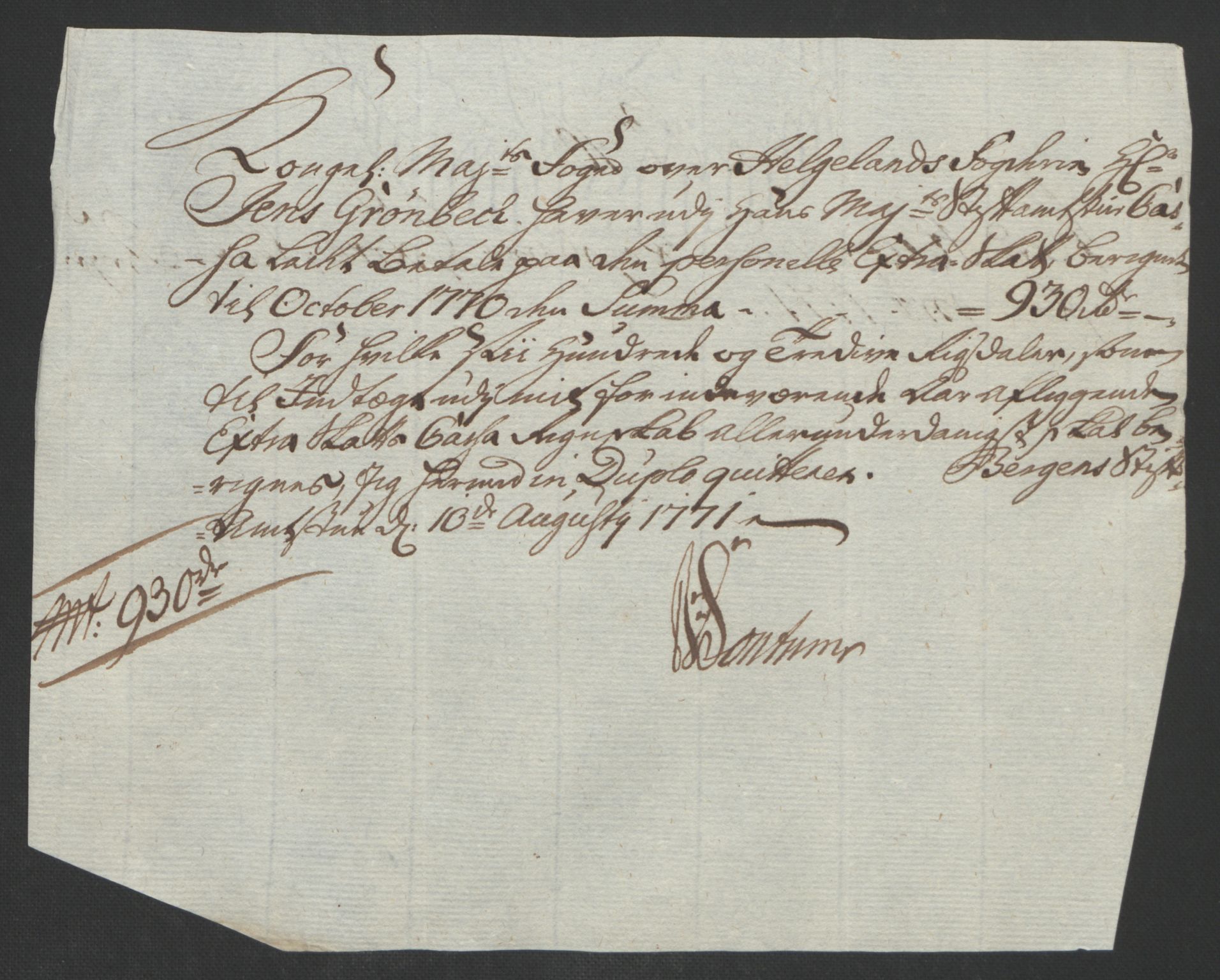 Rentekammeret inntil 1814, Reviderte regnskaper, Fogderegnskap, AV/RA-EA-4092/R65/L4573: Ekstraskatten Helgeland, 1762-1772, p. 349