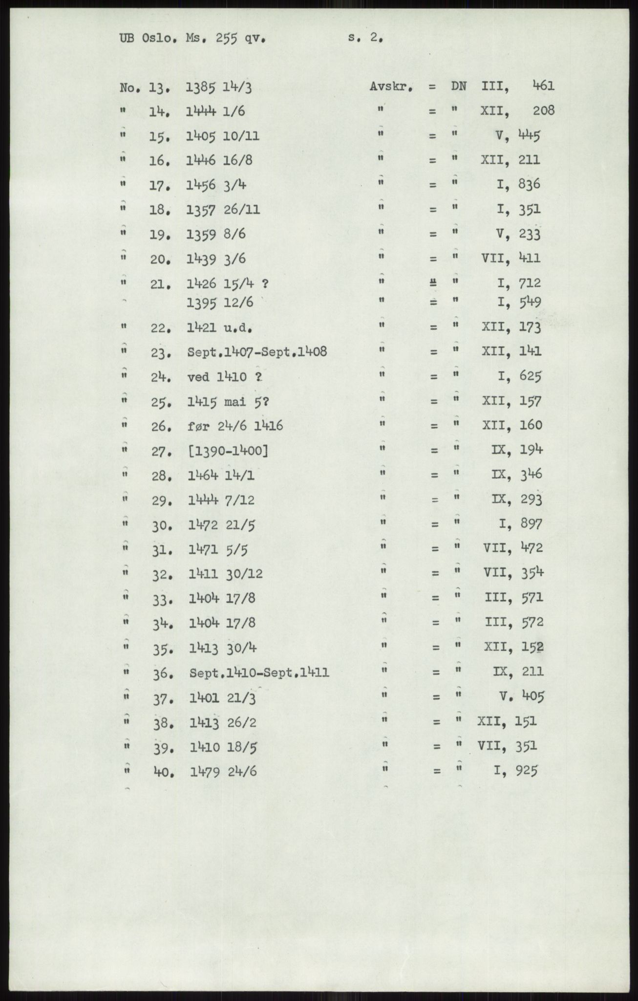 Samlinger til kildeutgivelse, Diplomavskriftsamlingen, AV/RA-EA-4053/H/Ha, p. 441