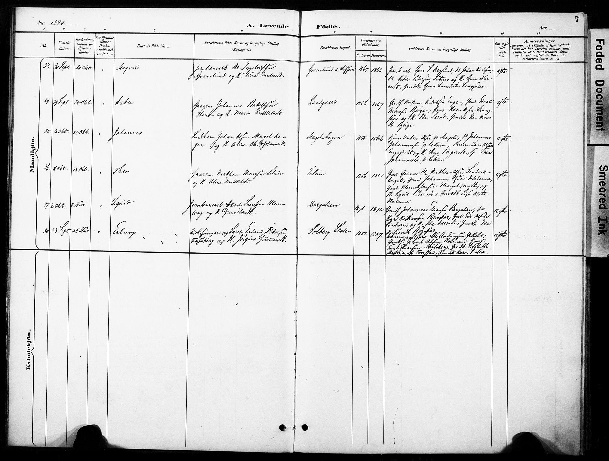 Øyer prestekontor, AV/SAH-PREST-084/H/Ha/Haa/L0011: Parish register (official) no. 11, 1894-1905, p. 7