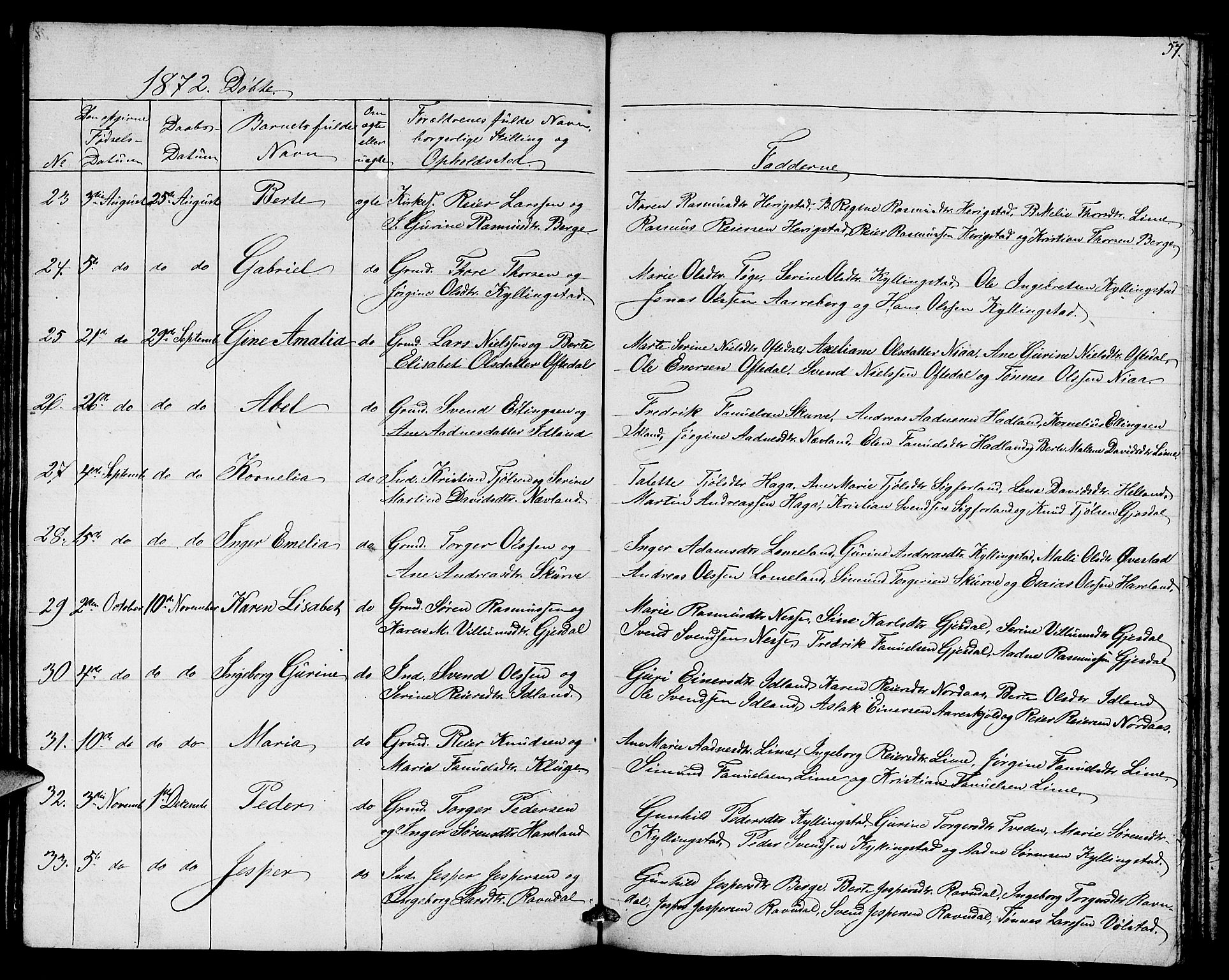 Lye sokneprestkontor, AV/SAST-A-101794/001/30BB/L0003: Parish register (copy) no. B 3, 1852-1874, p. 57