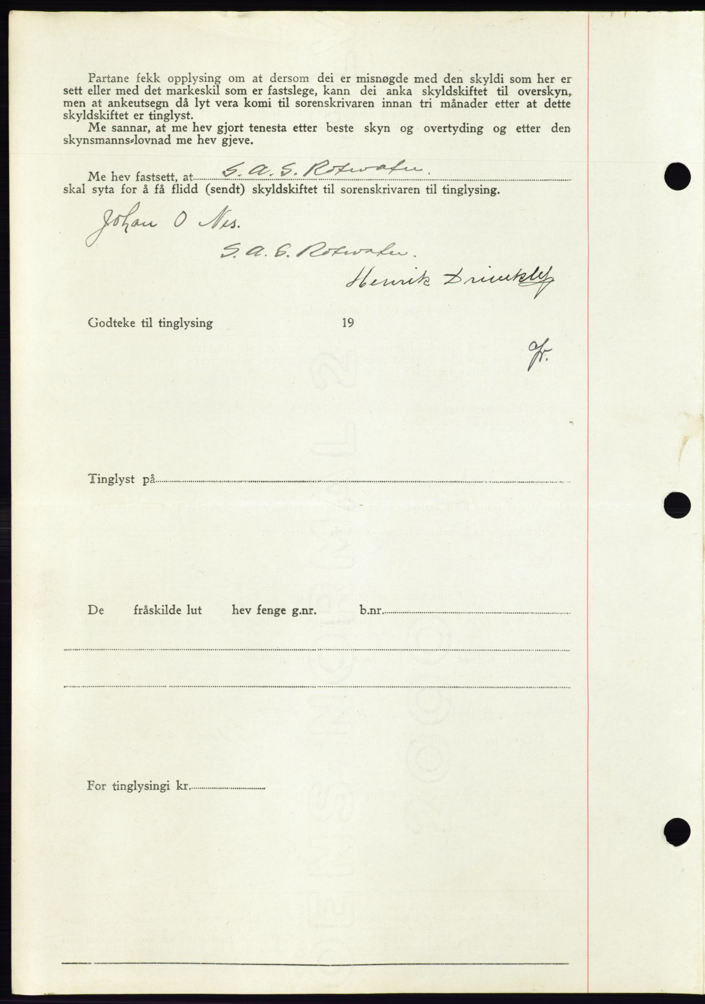 Søre Sunnmøre sorenskriveri, AV/SAT-A-4122/1/2/2C/L0070: Mortgage book no. 64, 1940-1941, Diary no: : 881/1940