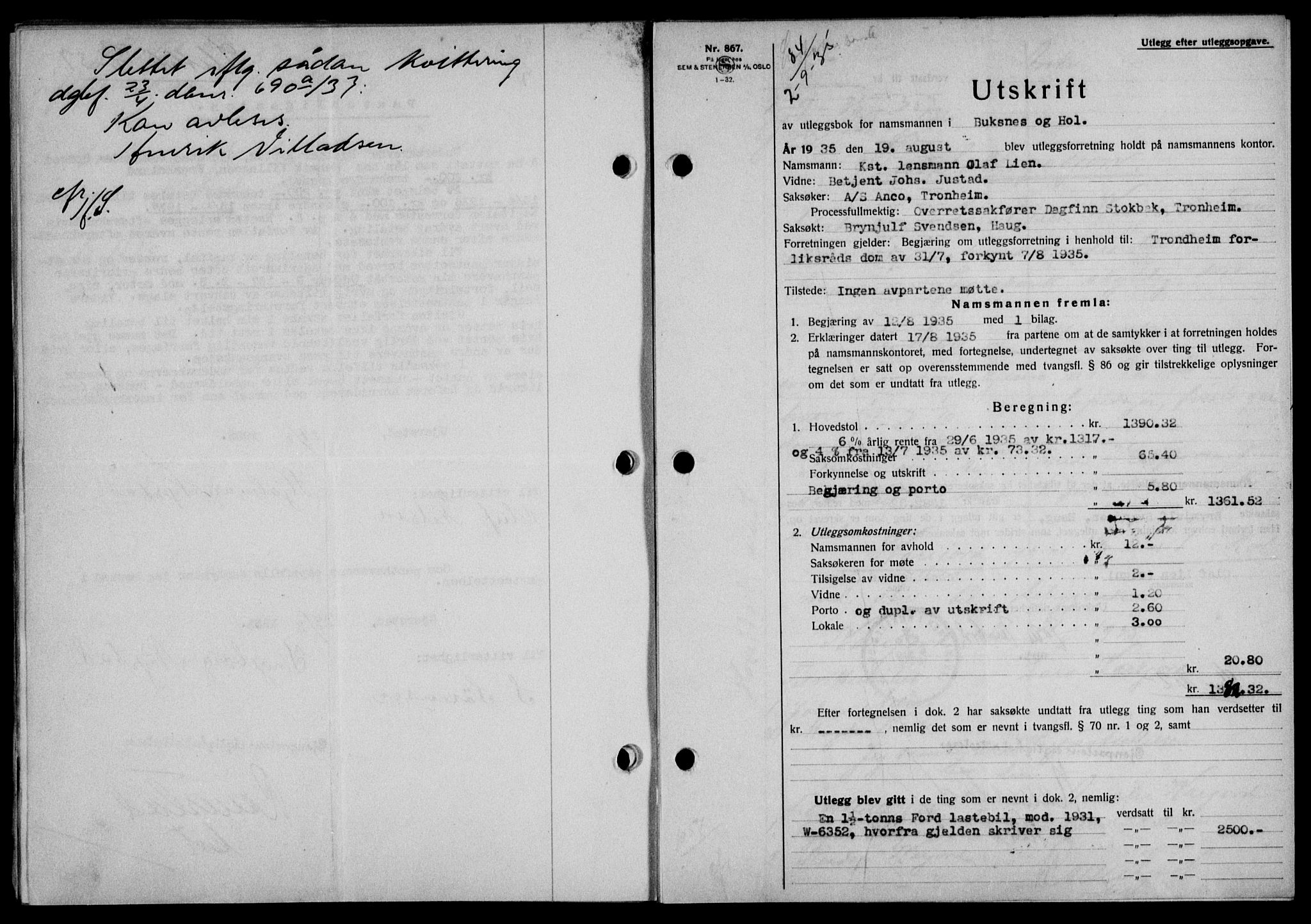 Lofoten sorenskriveri, AV/SAT-A-0017/1/2/2C/L0032b: Mortgage book no. 32b, 1935-1935, Deed date: 02.09.1935