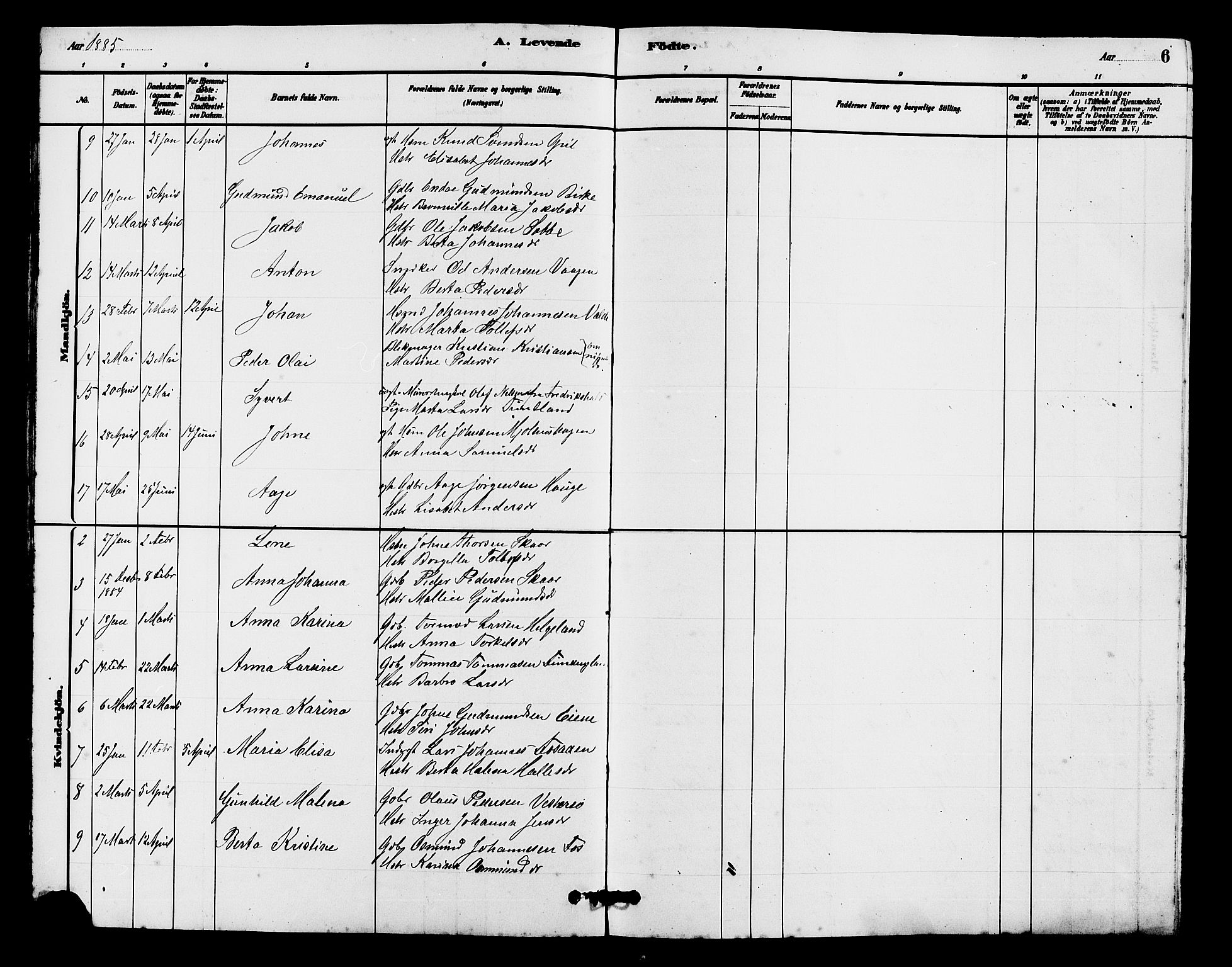 Hjelmeland sokneprestkontor, AV/SAST-A-101843/01/V/L0007: Parish register (copy) no. B 7, 1880-1909, p. 6