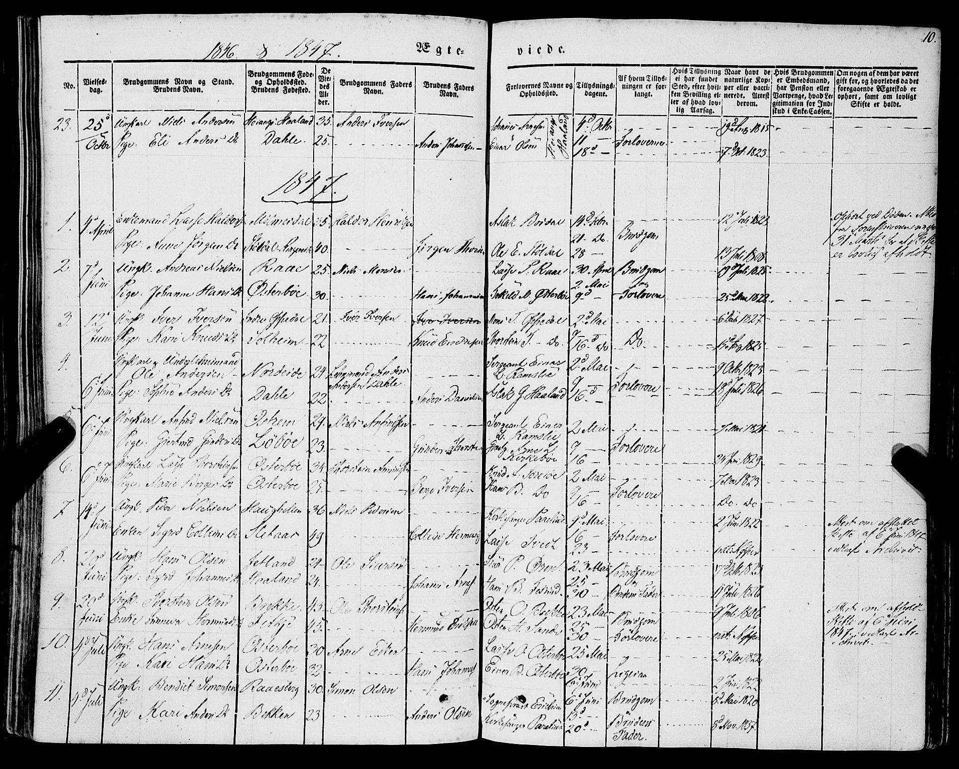 Lavik sokneprestembete, SAB/A-80901: Parish register (official) no. A 3, 1843-1863, p. 10