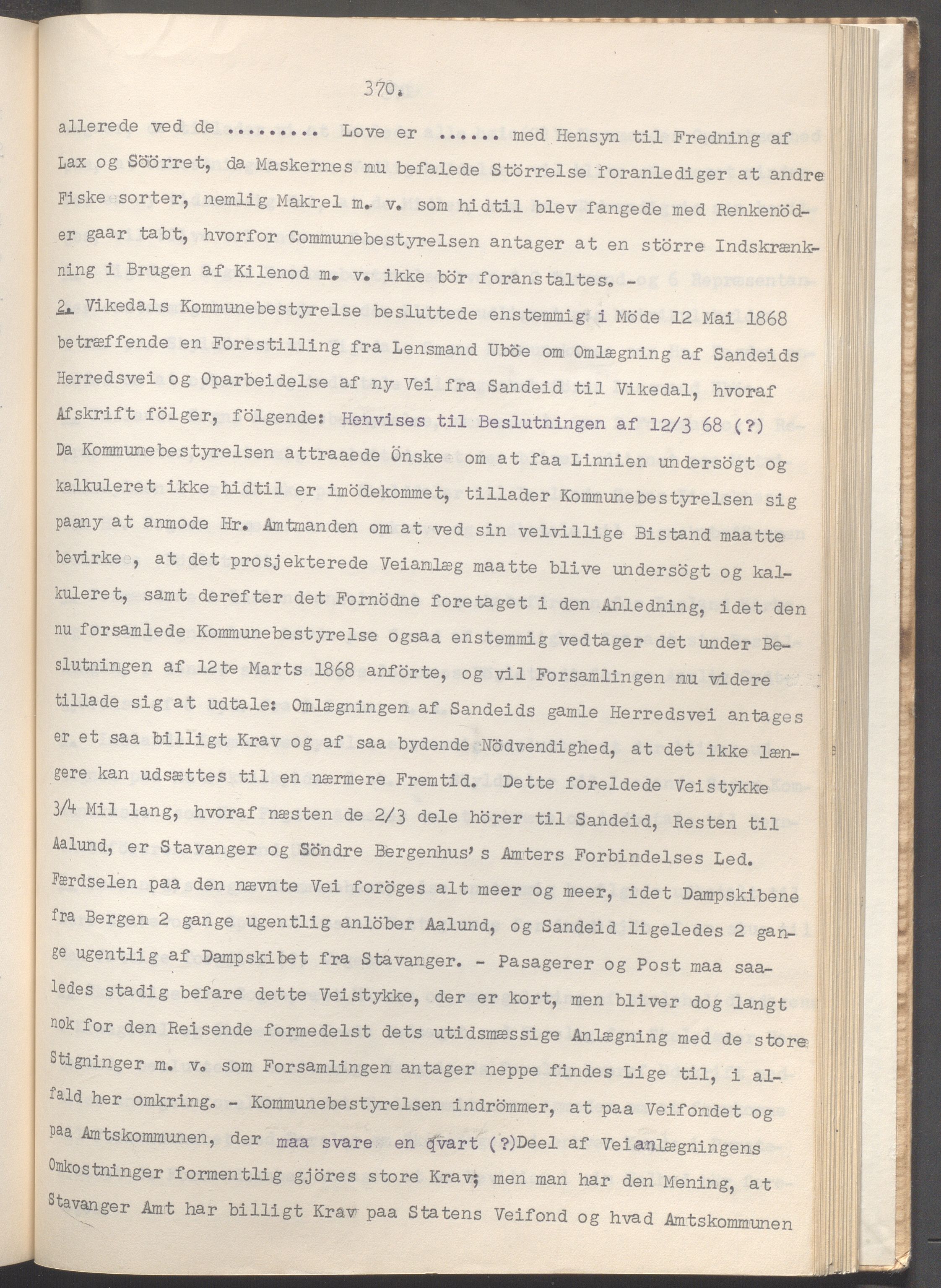 Vikedal kommune - Formannskapet, IKAR/K-100598/A/Ac/L0002: Avskrift av møtebok, 1862-1874, p. 370