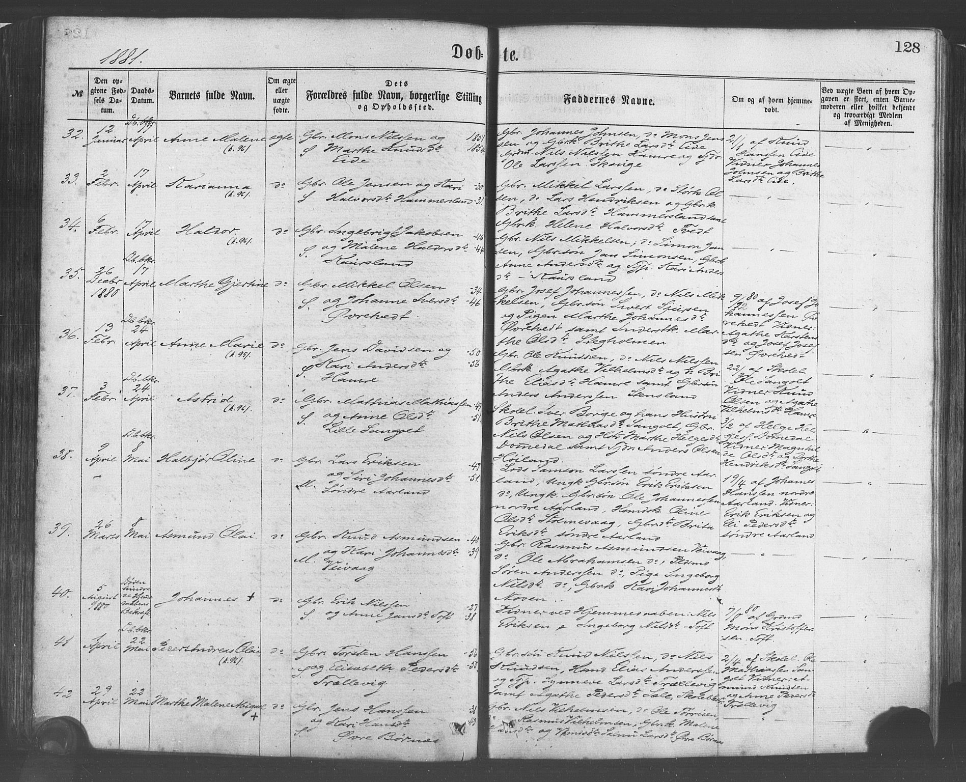Sund sokneprestembete, SAB/A-99930: Parish register (official) no. A 15, 1867-1881, p. 128