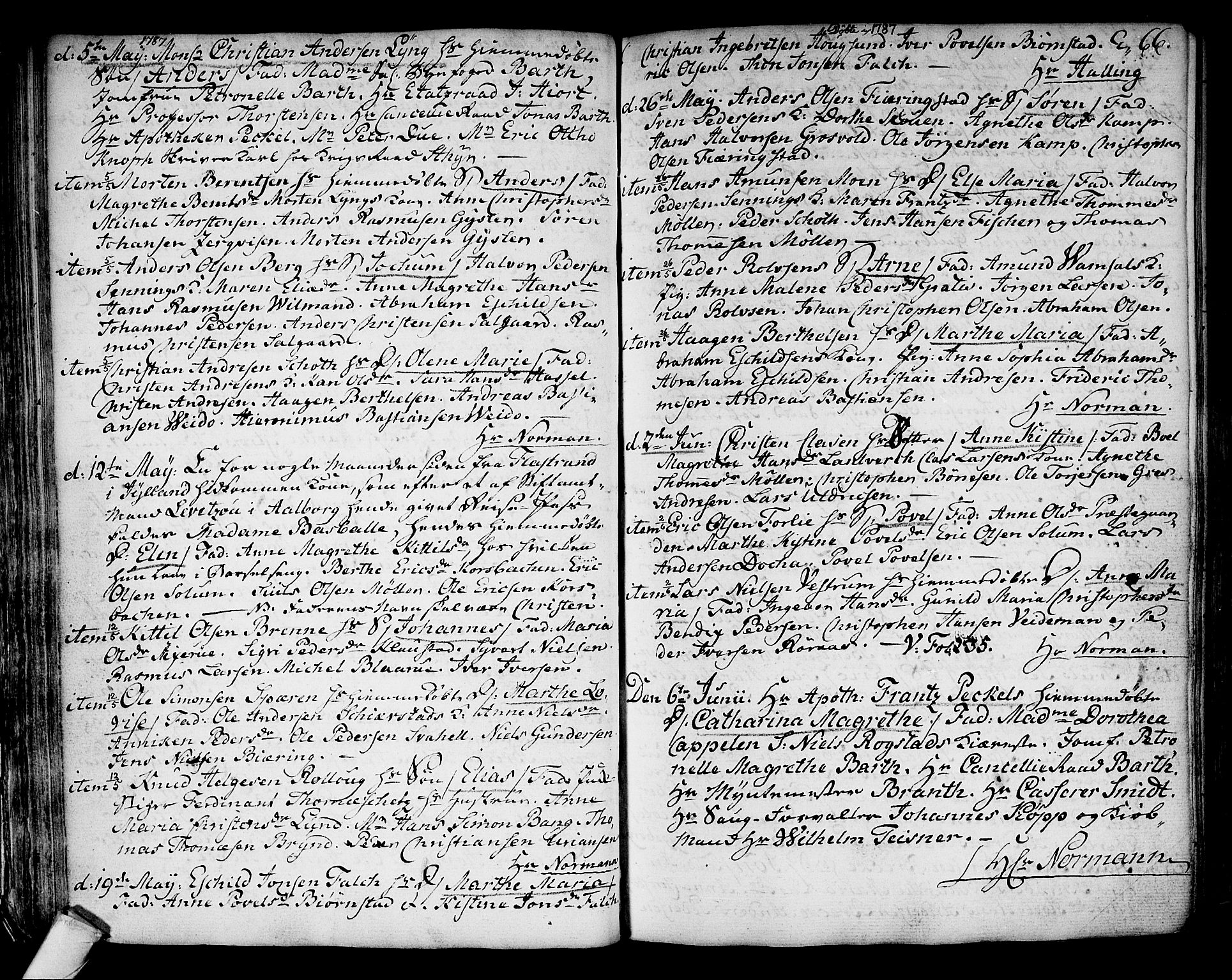 Kongsberg kirkebøker, SAKO/A-22/F/Fa/L0006: Parish register (official) no. I 6, 1783-1797, p. 66