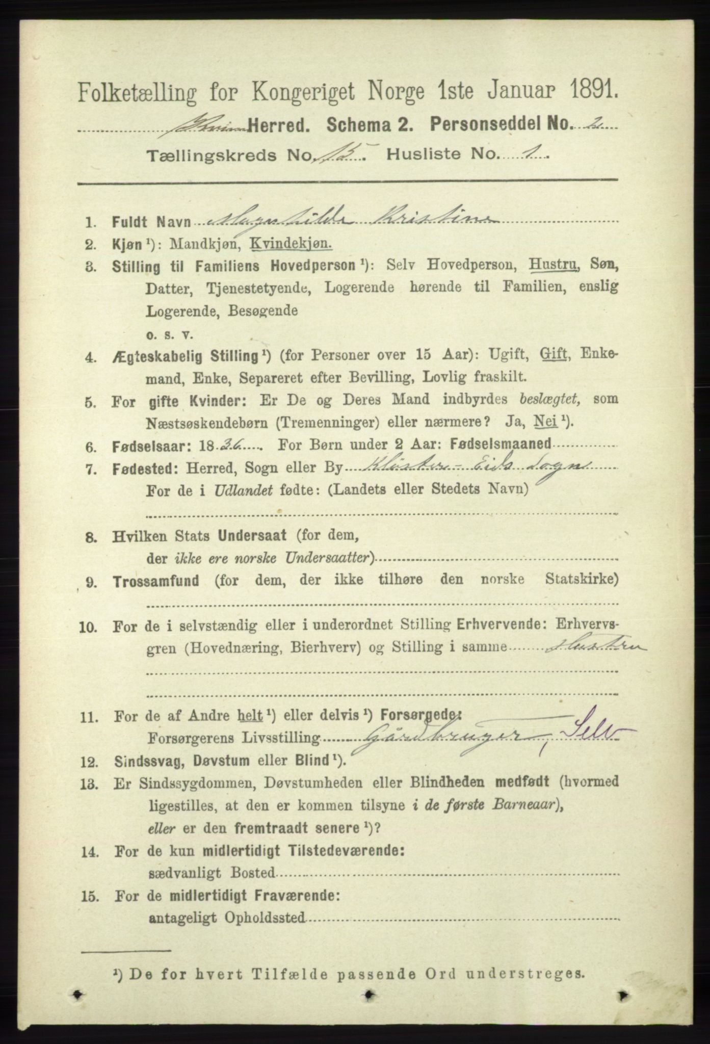 RA, 1891 census for 1224 Kvinnherad, 1891, p. 5019