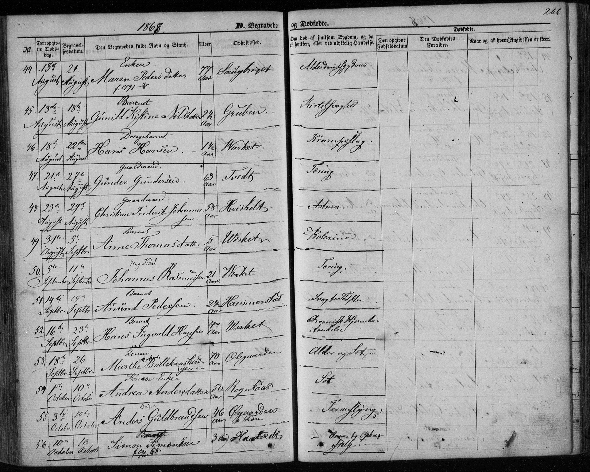 Holla kirkebøker, AV/SAKO-A-272/F/Fa/L0006: Parish register (official) no. 6, 1861-1869, p. 266